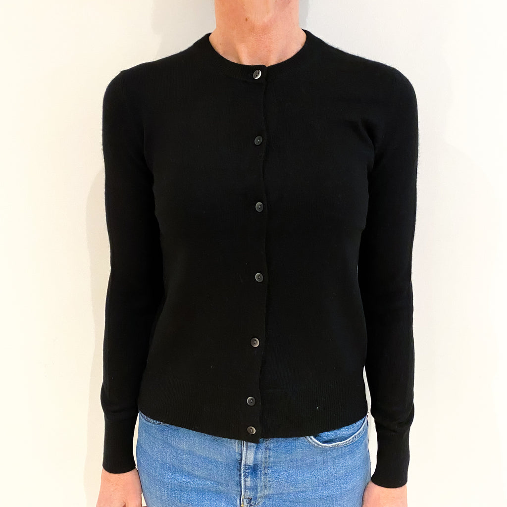 Black Cashmere Crew Neck Cardigan Small