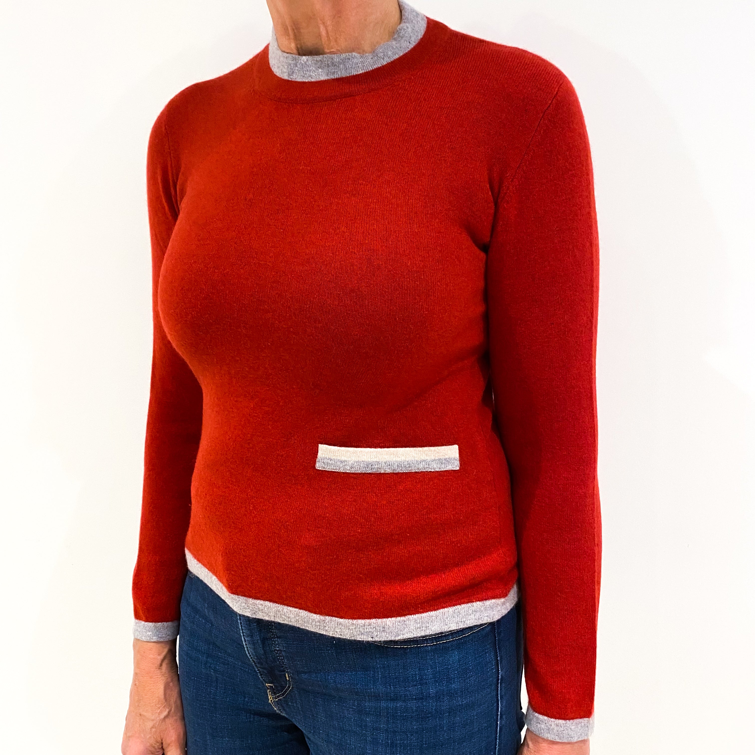 Paprika Red Cashmere Polo Neck Jumper Medium