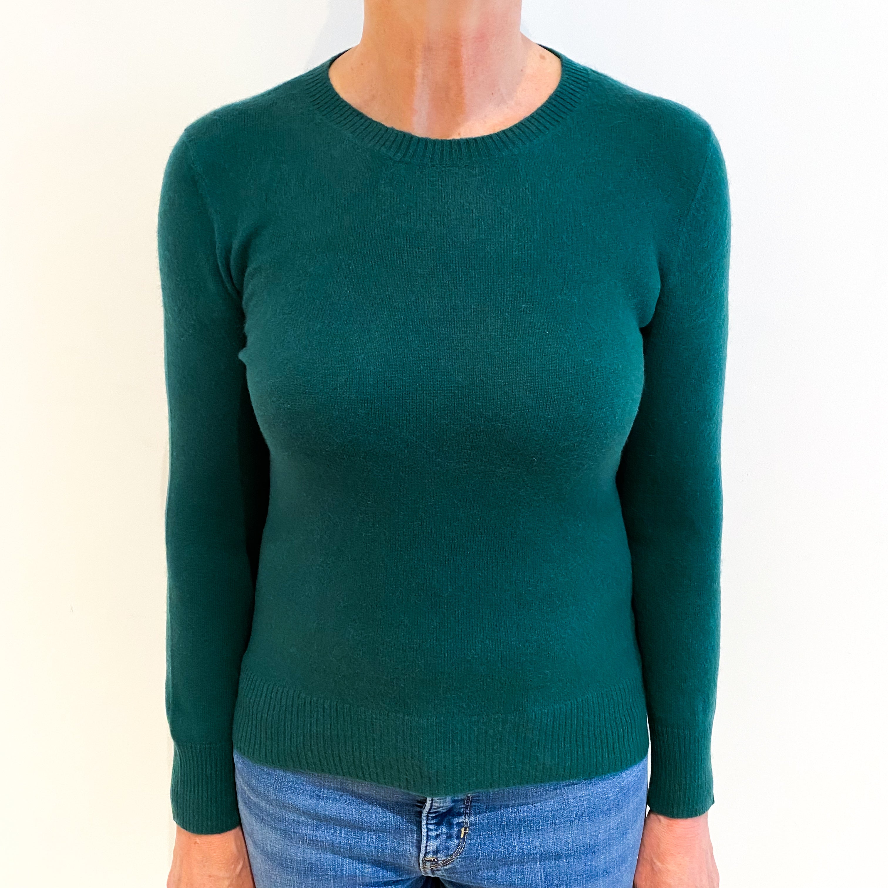 Shamrock Green Cashmere Crew Neck Jumper Medium