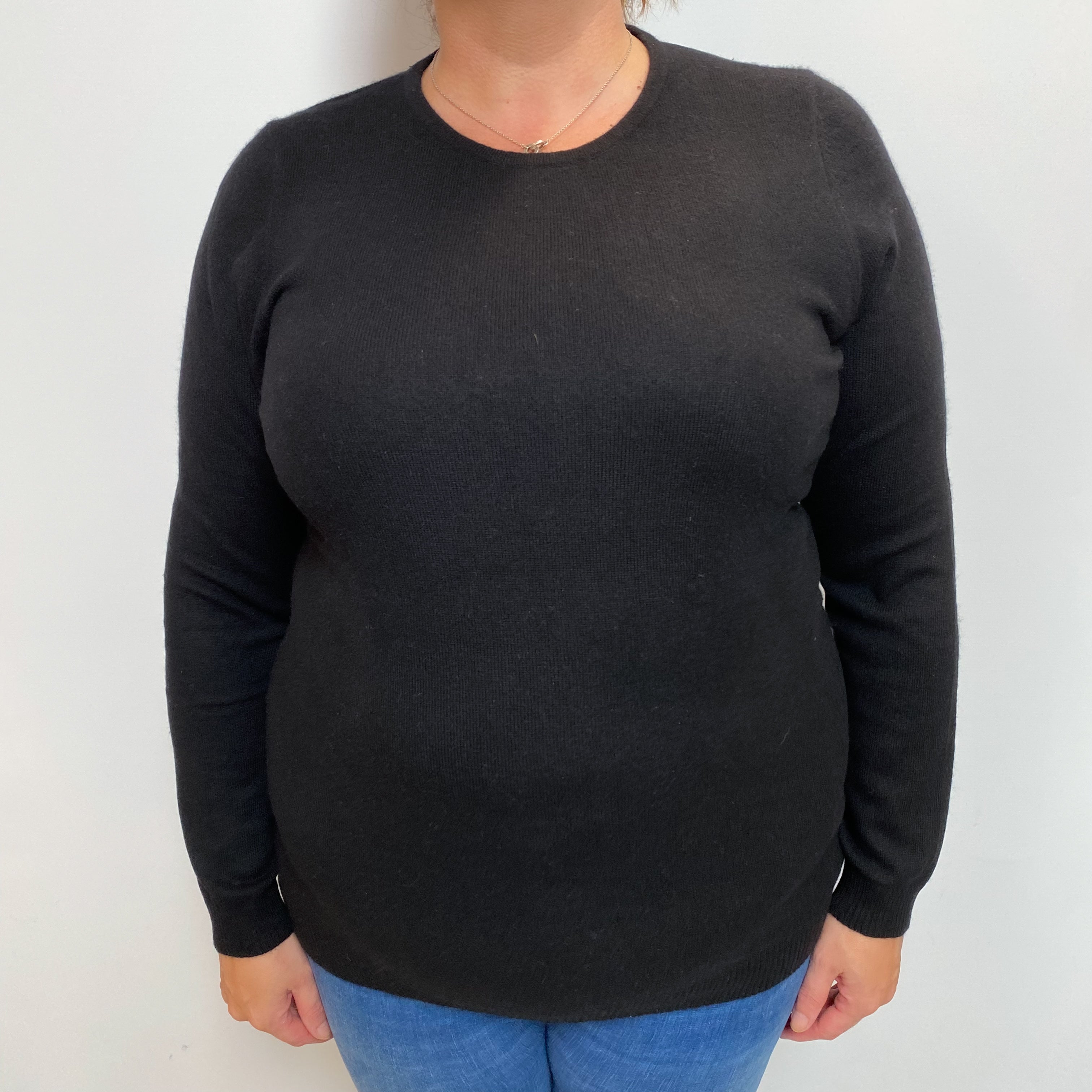 Black Cashmere Crew Neck Jumper Extra Large