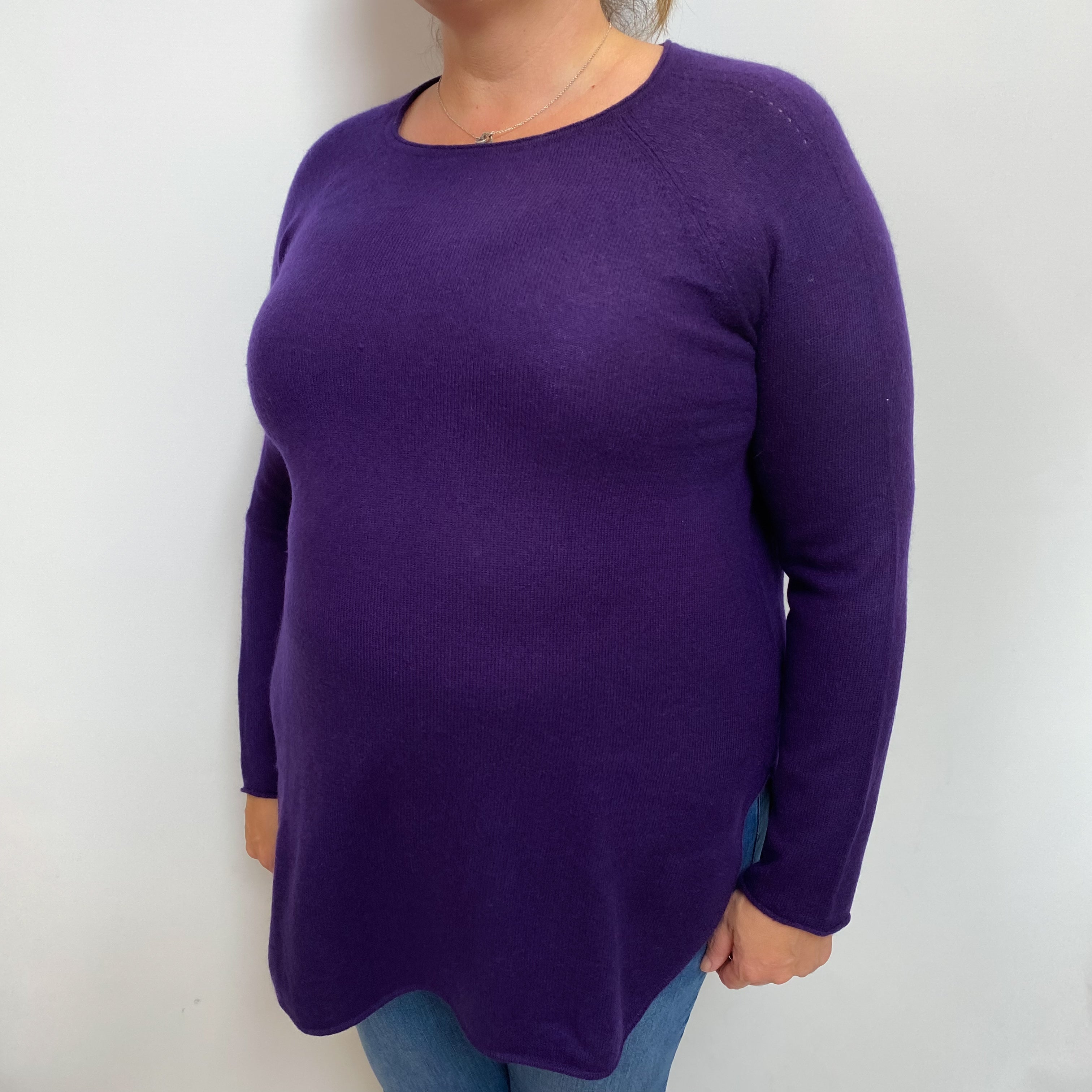 Iris Purple Cashmere Crew Neck Jumper Extra Large