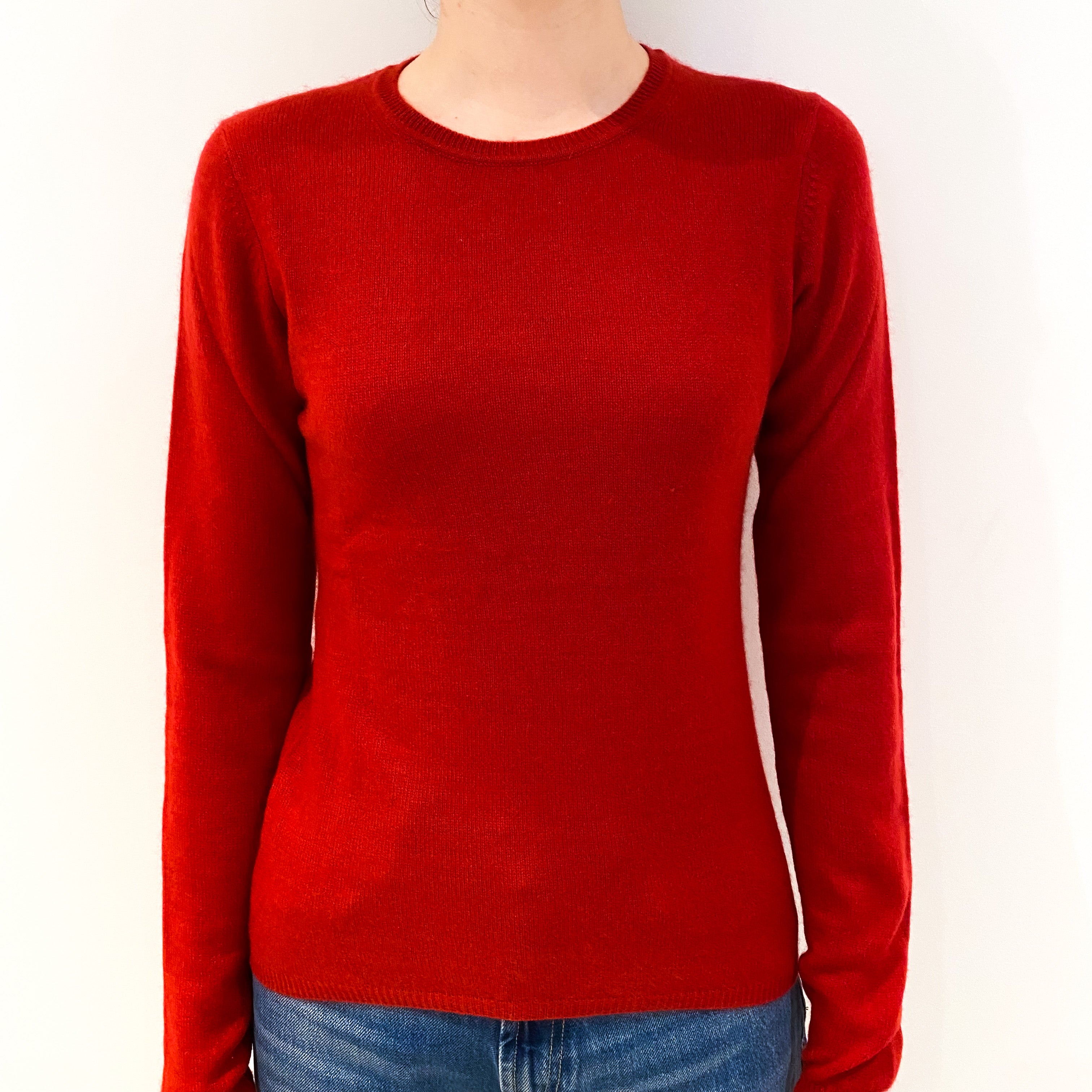 Scarlet Red Cashmere Crew Neck Jumper Extra Small