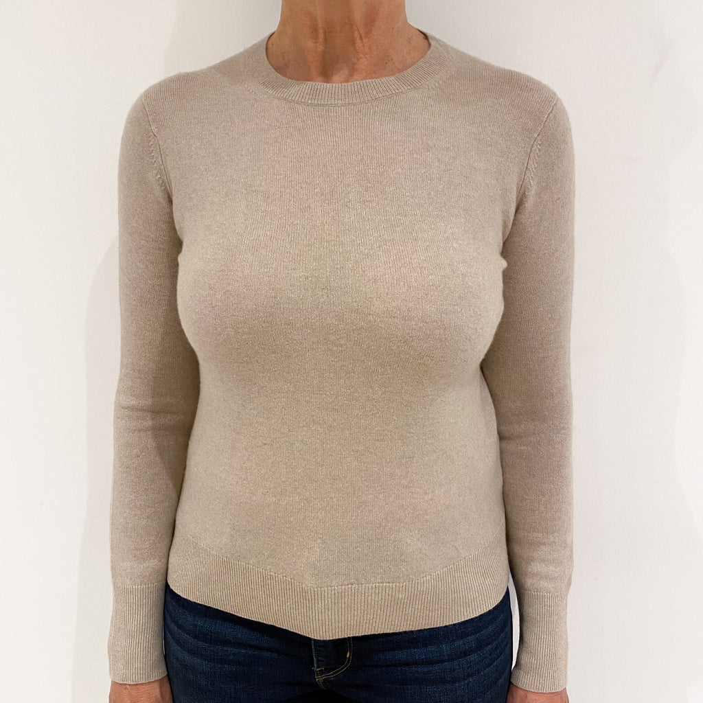 Biscuit Brown Cashmere Crew Neck Jumper Medium