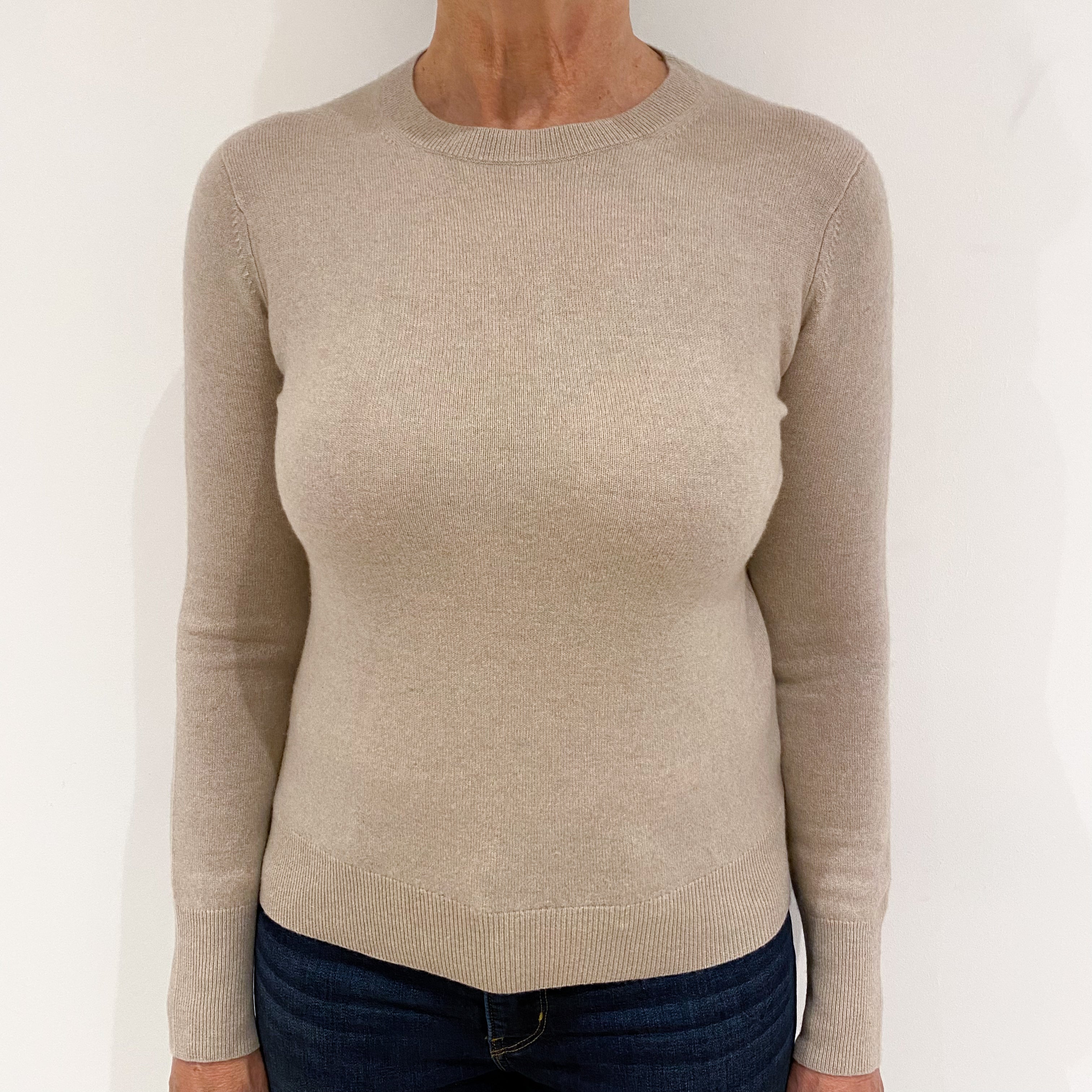 Biscuit Brown Cashmere Crew Neck Jumper Medium