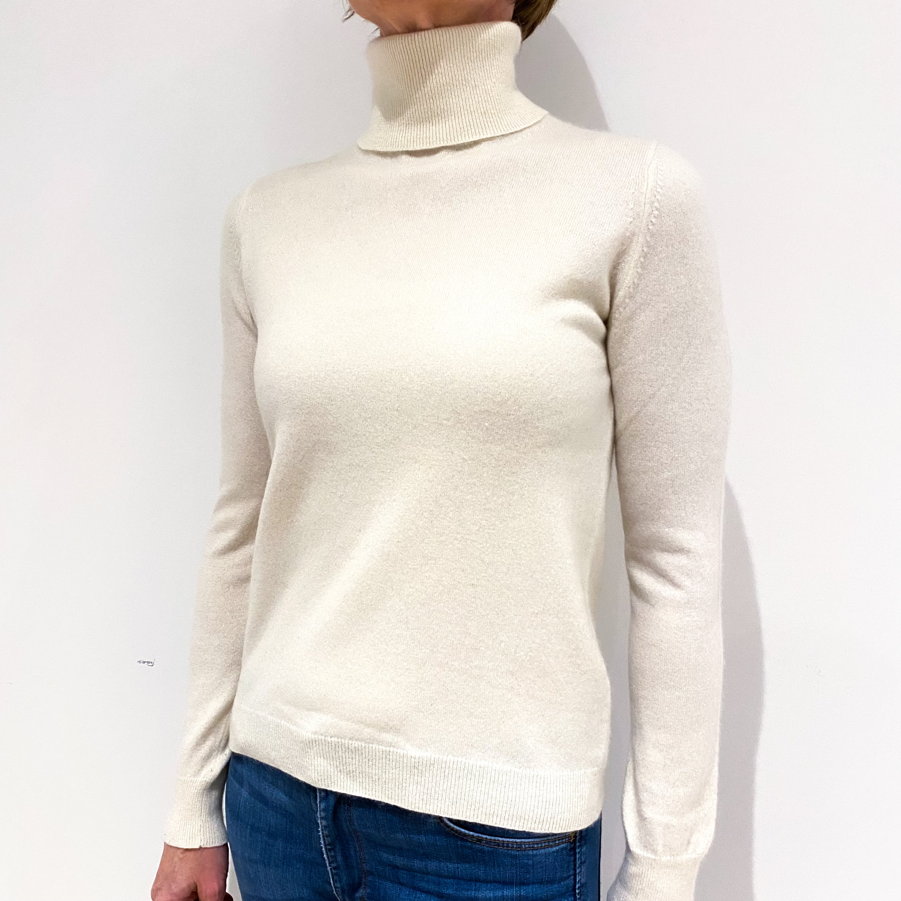 Cream Cashmere Polo Neck Jumper Small