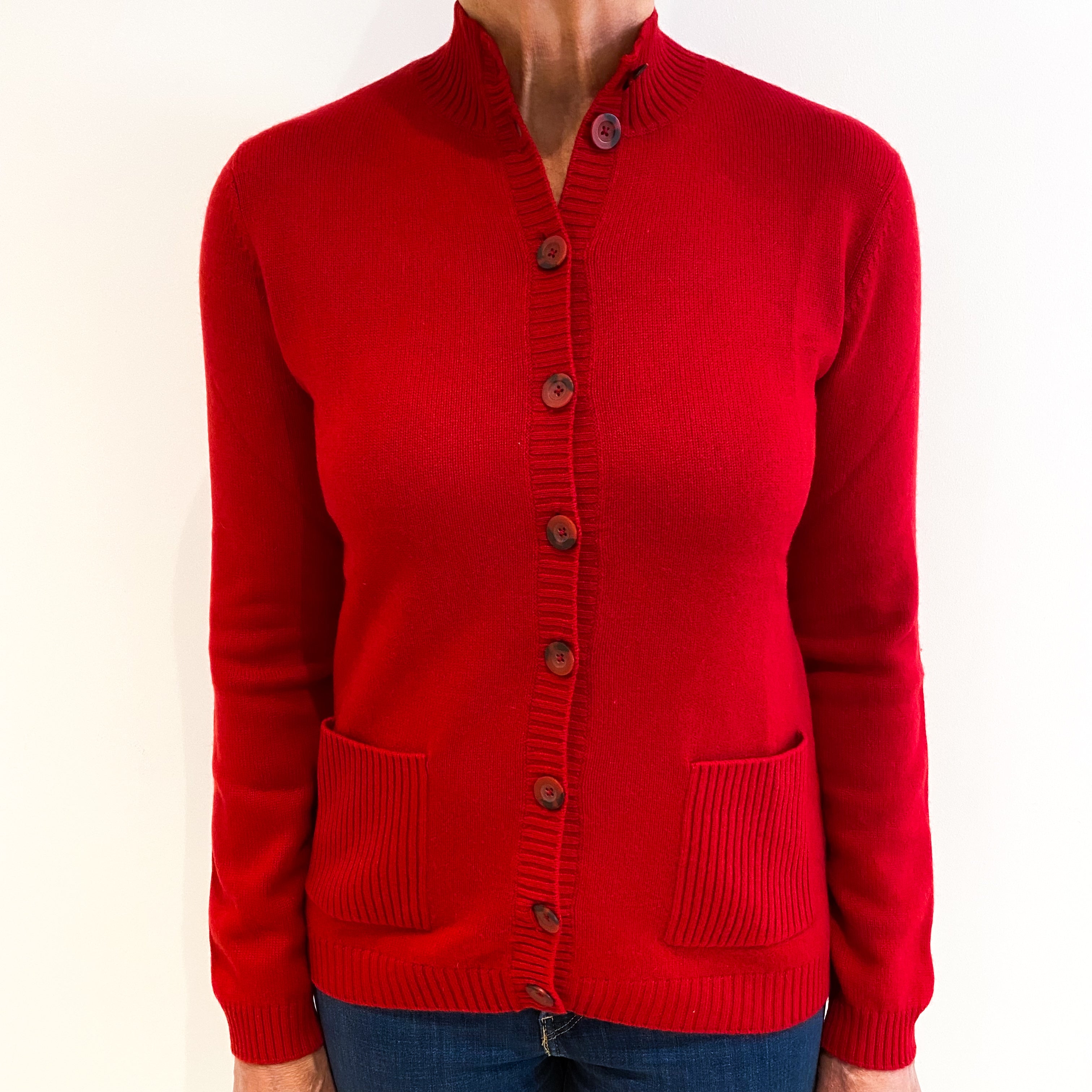 Scarlet Red Cashmere Cardigan Medium