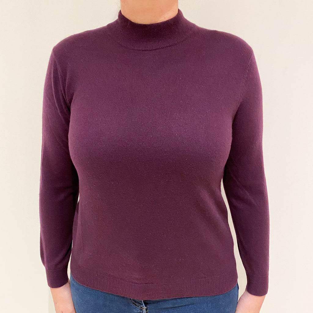 Grape Purple Cashmere Turtle Neck Jumper Large
