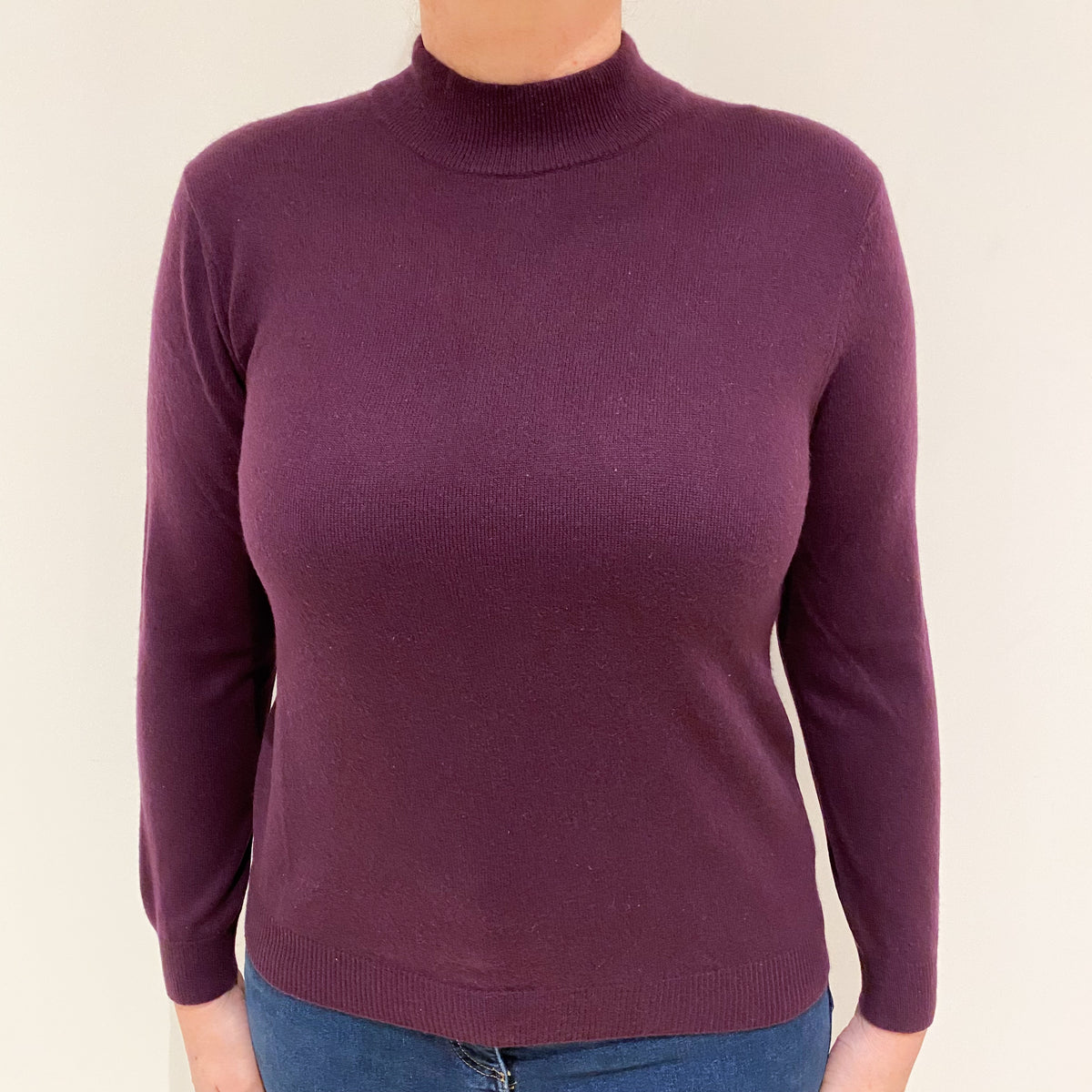 Grape Purple Cashmere Turtle Neck Jumper Large