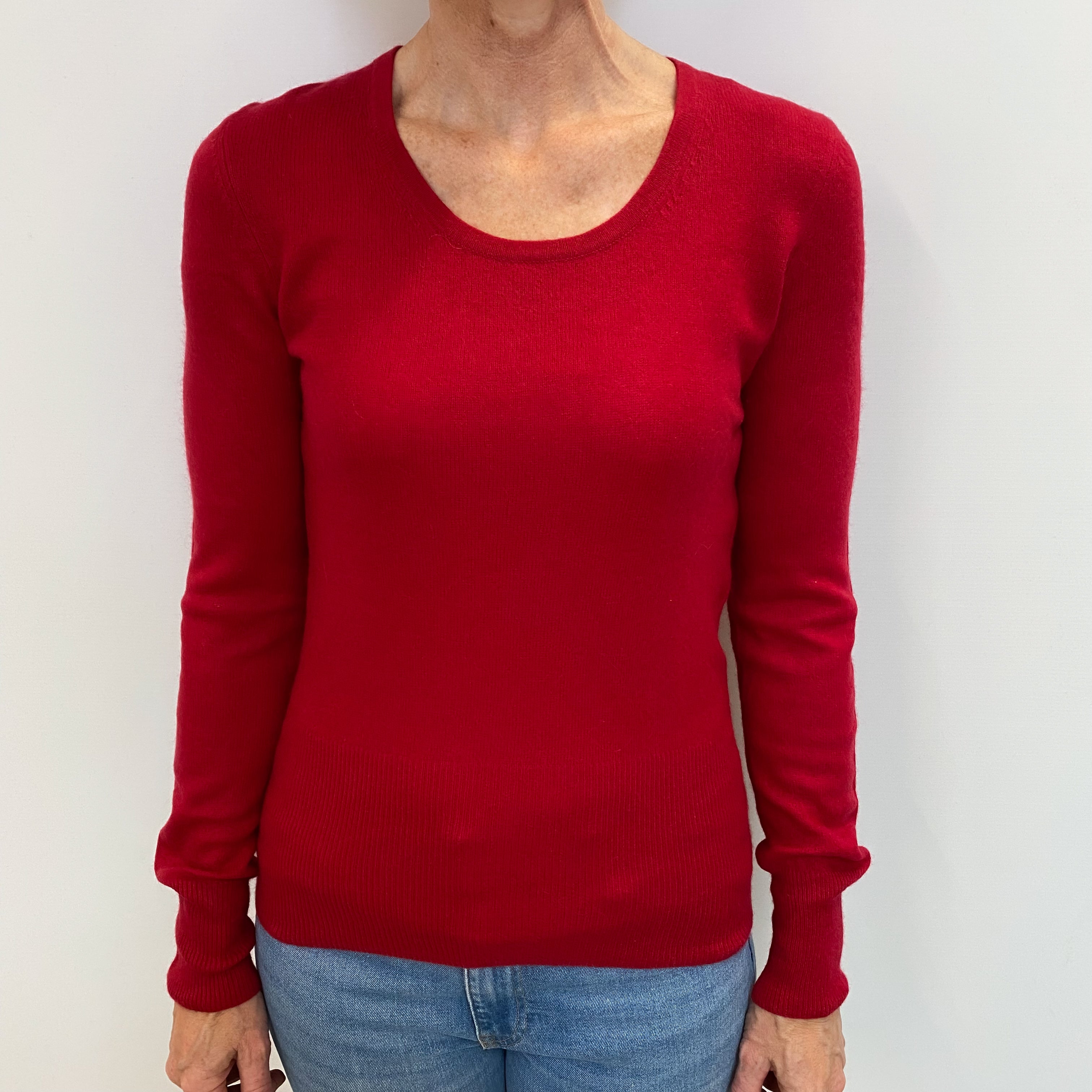 Post Box Red Cashmere Crew Neck Jumper Small