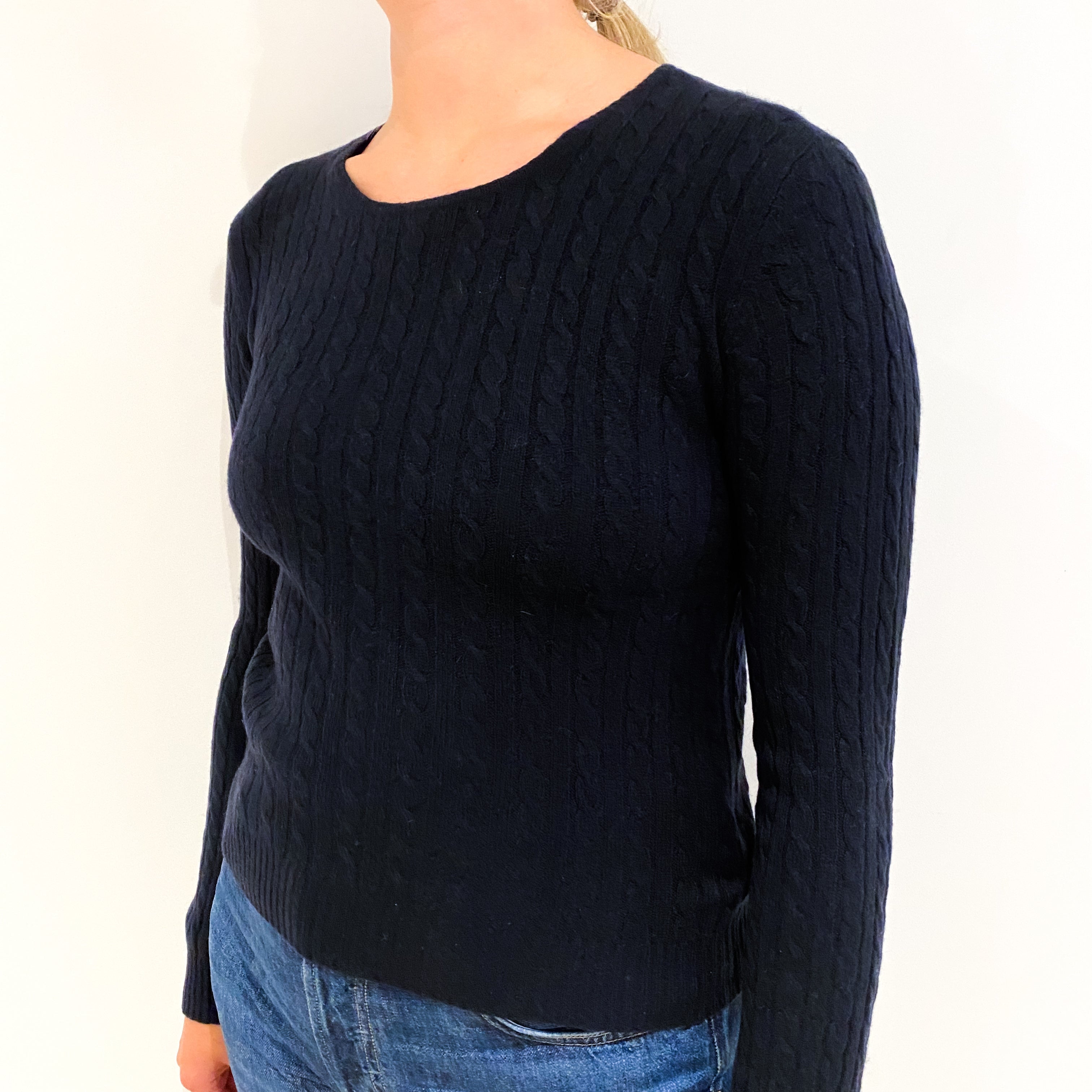 Navy Blue Cashmere Crew Neck Jumper Small
