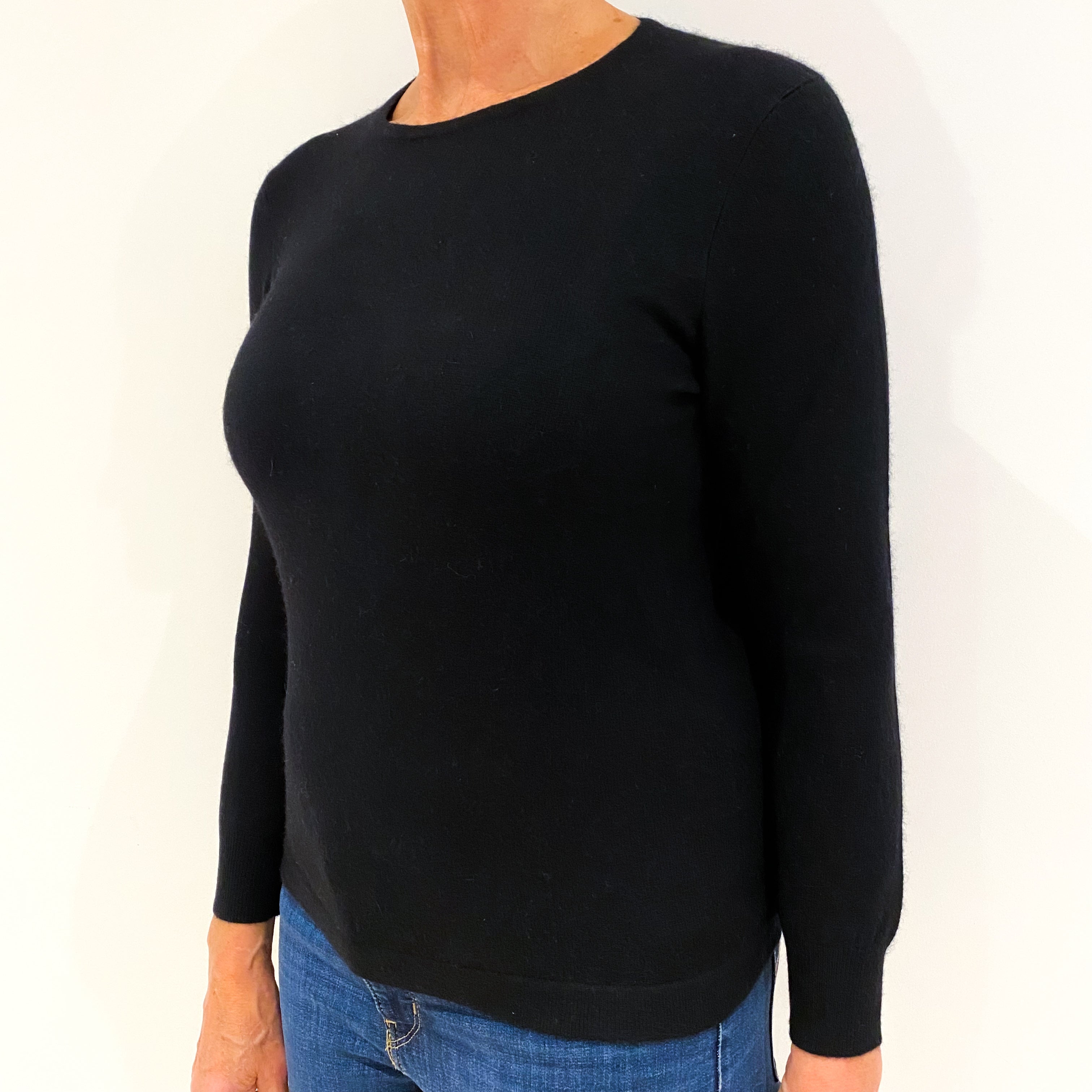 Black Cashmere Crew Neck Jumper Medium