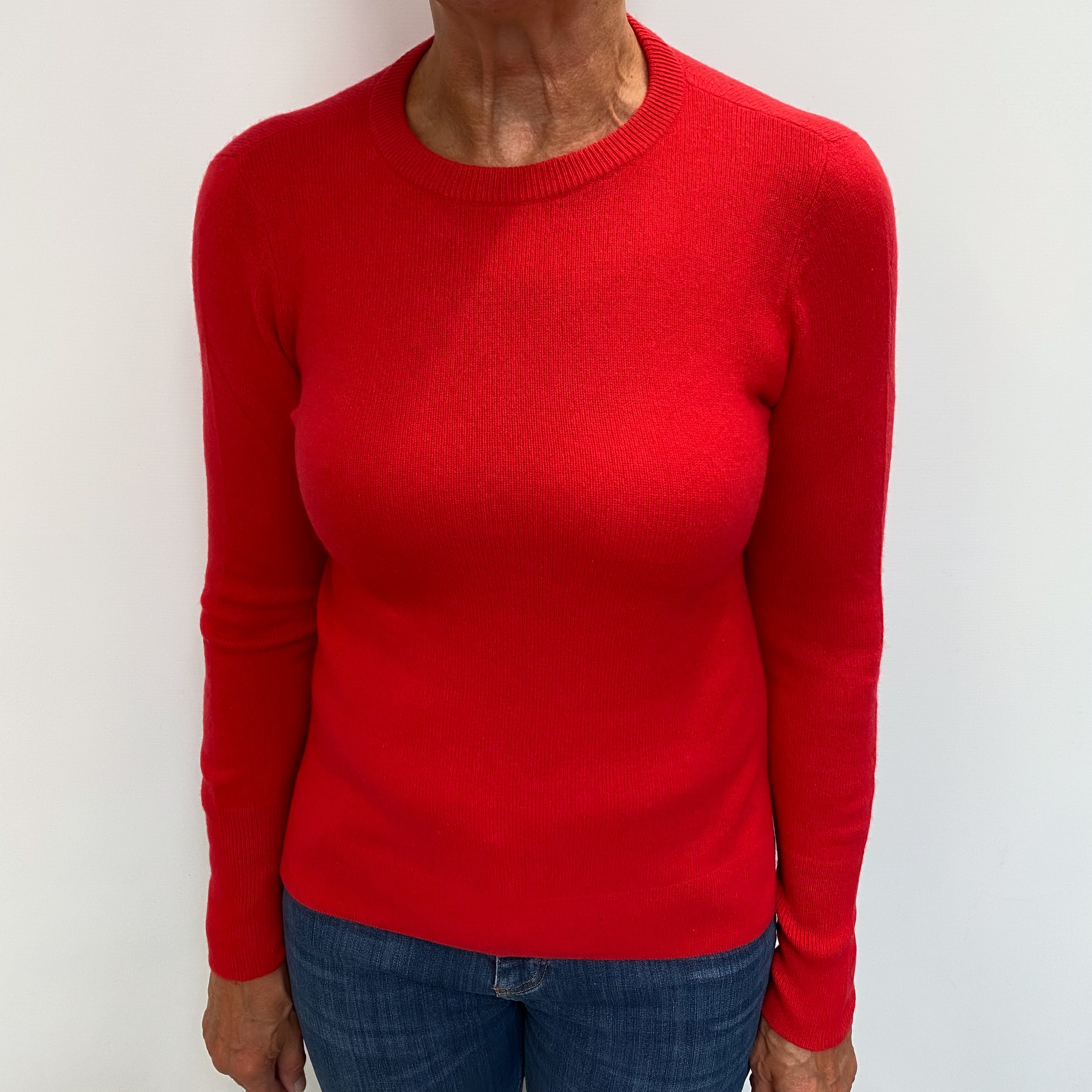 Scarlet Red Cashmere Crew Neck Jumper Medium