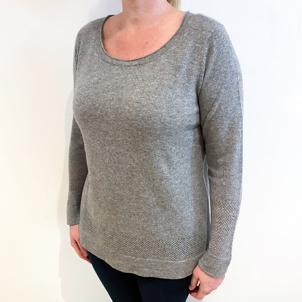 Ash Grey Cashmere Scoop Neck Jumper Large