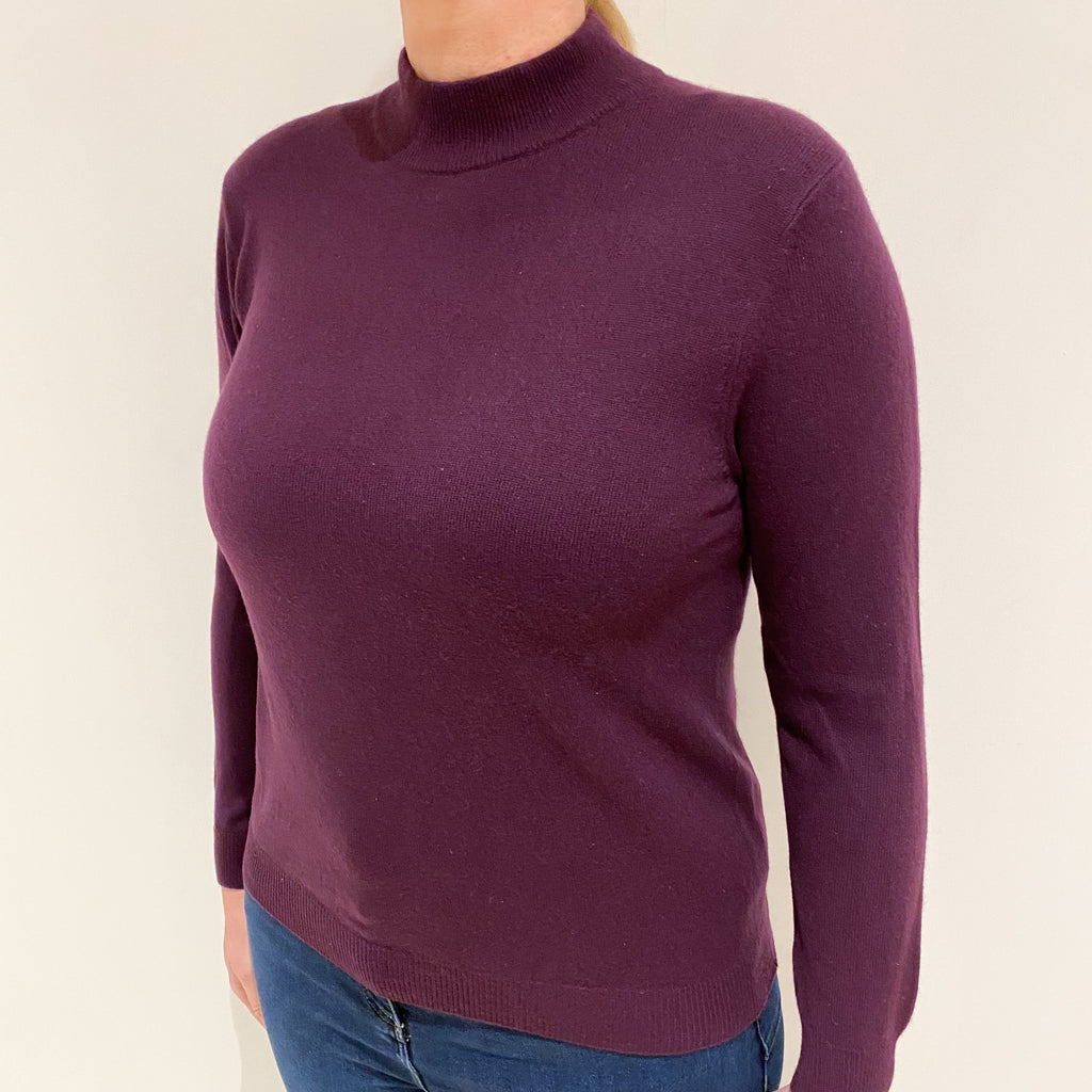 Grape Purple Cashmere Turtle Neck Jumper Large