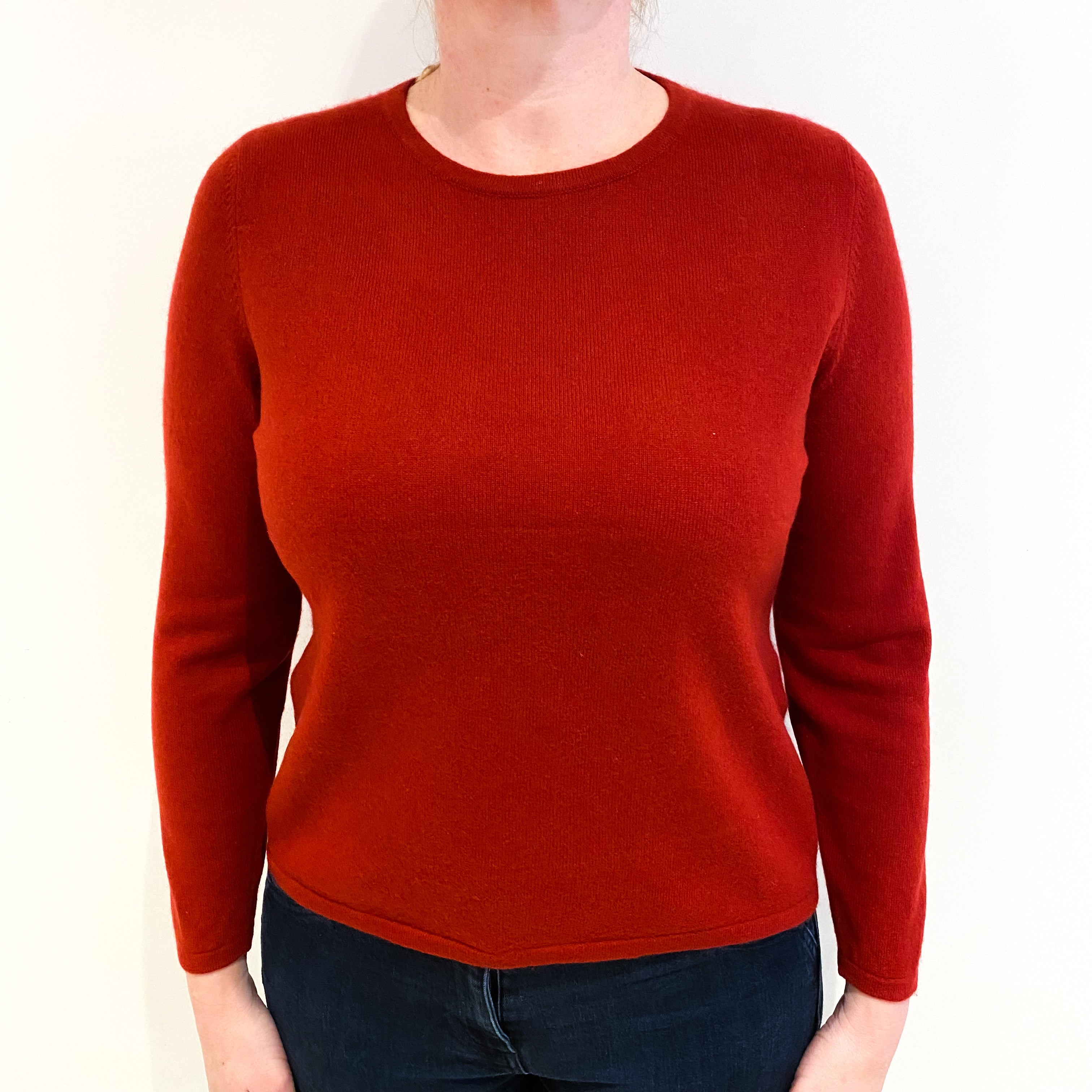 Post Box Red Cashmere Crew Neck Jumper Large