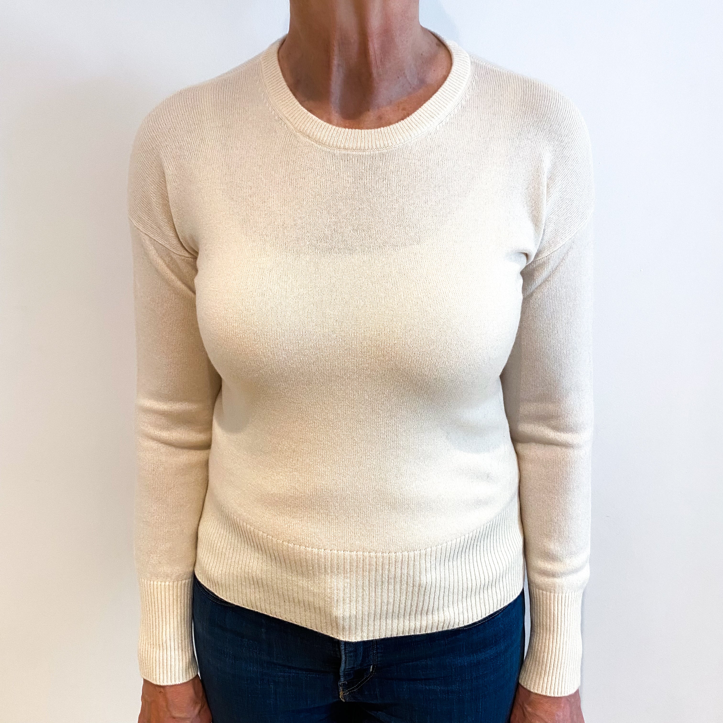 Vanilla Cream Cashmere Crew Neck Jumper Medium