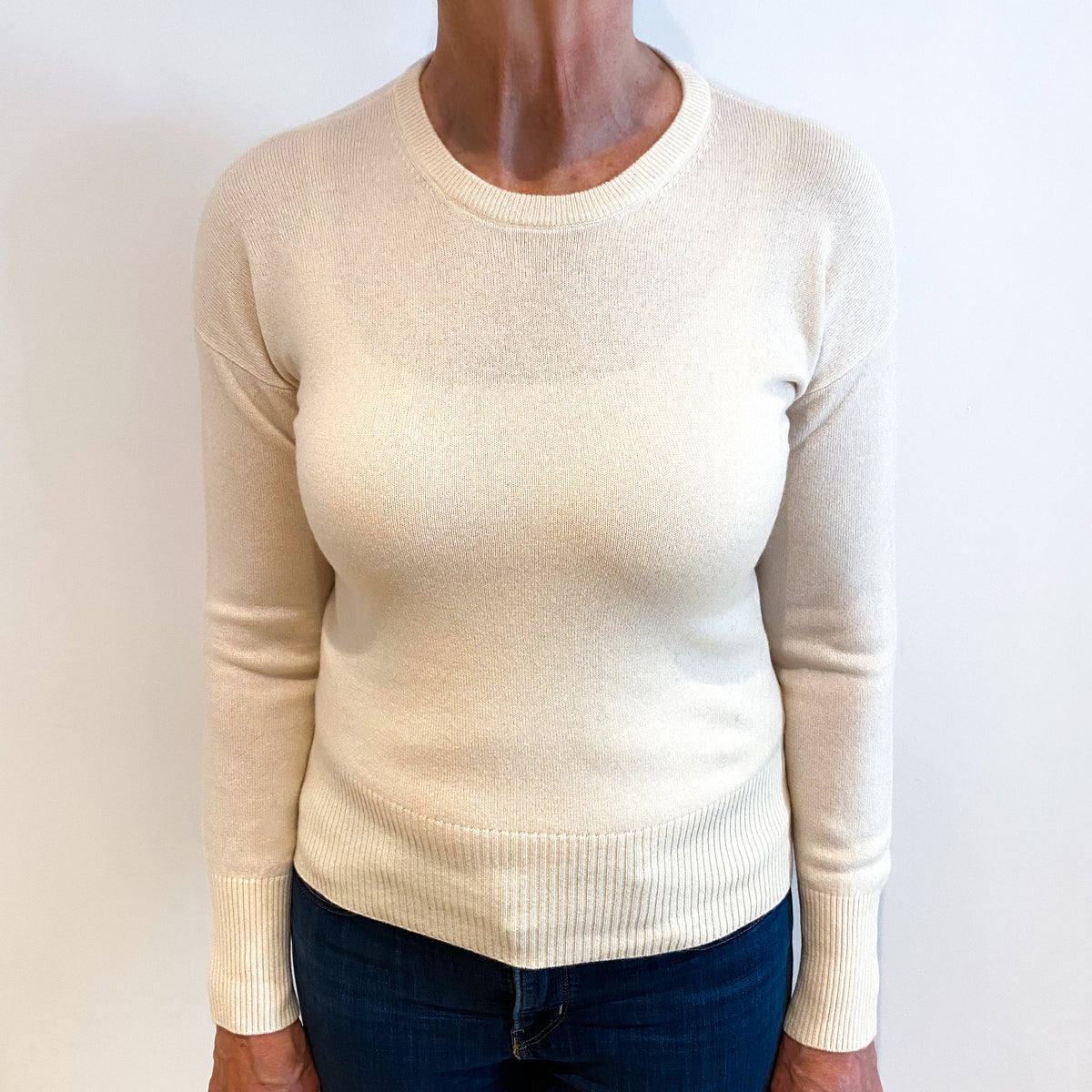 Vanilla Cream Cashmere Crew Neck Jumper Medium