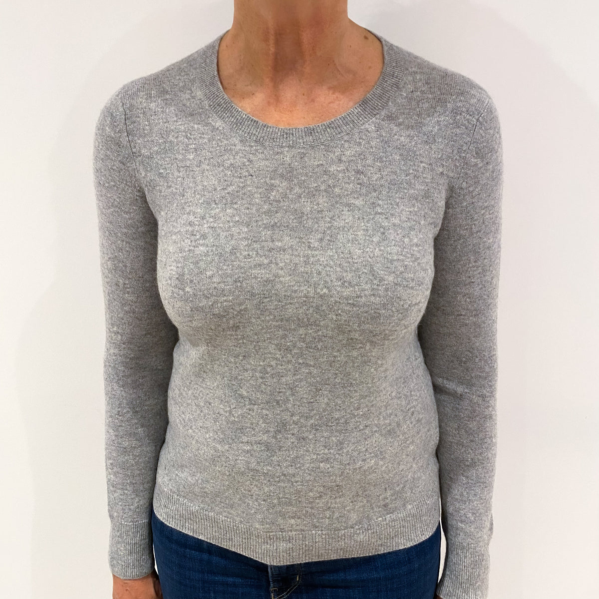 Smoke Grey Cashmere Crew Neck Jumper Medium
