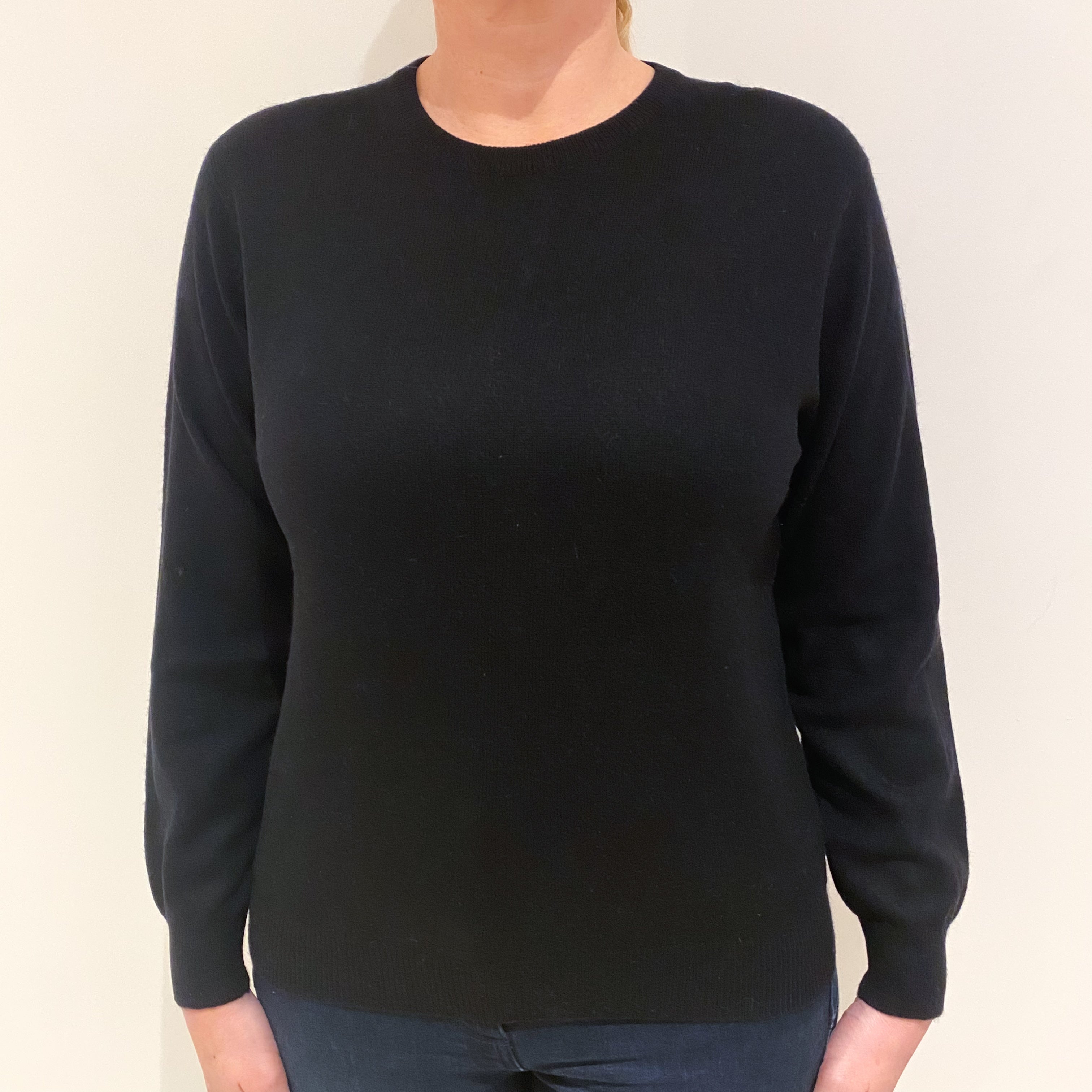 Black Cashmere Crew Neck Jumper Large