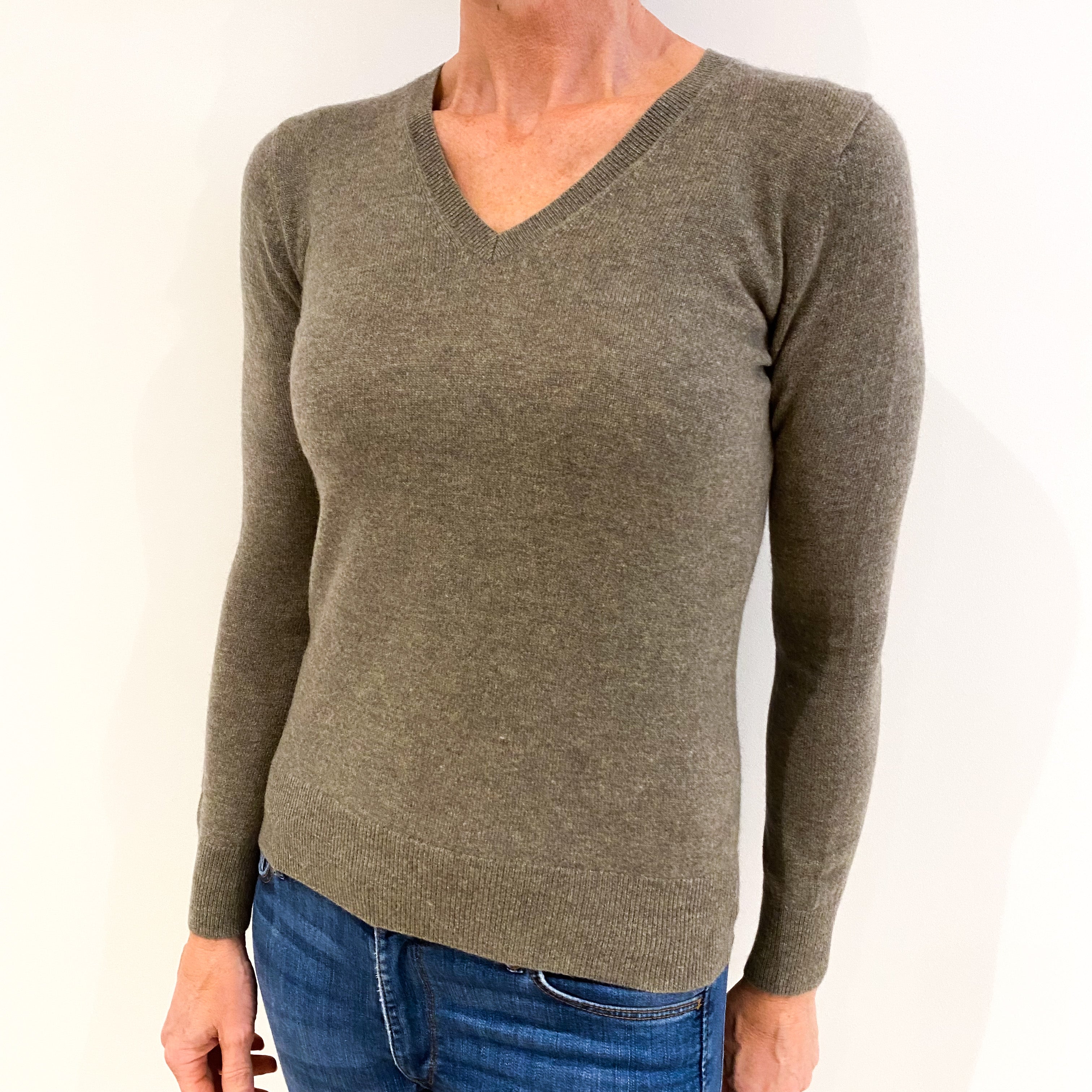 Donkey Brown Cashmere V-Neck Jumper Small