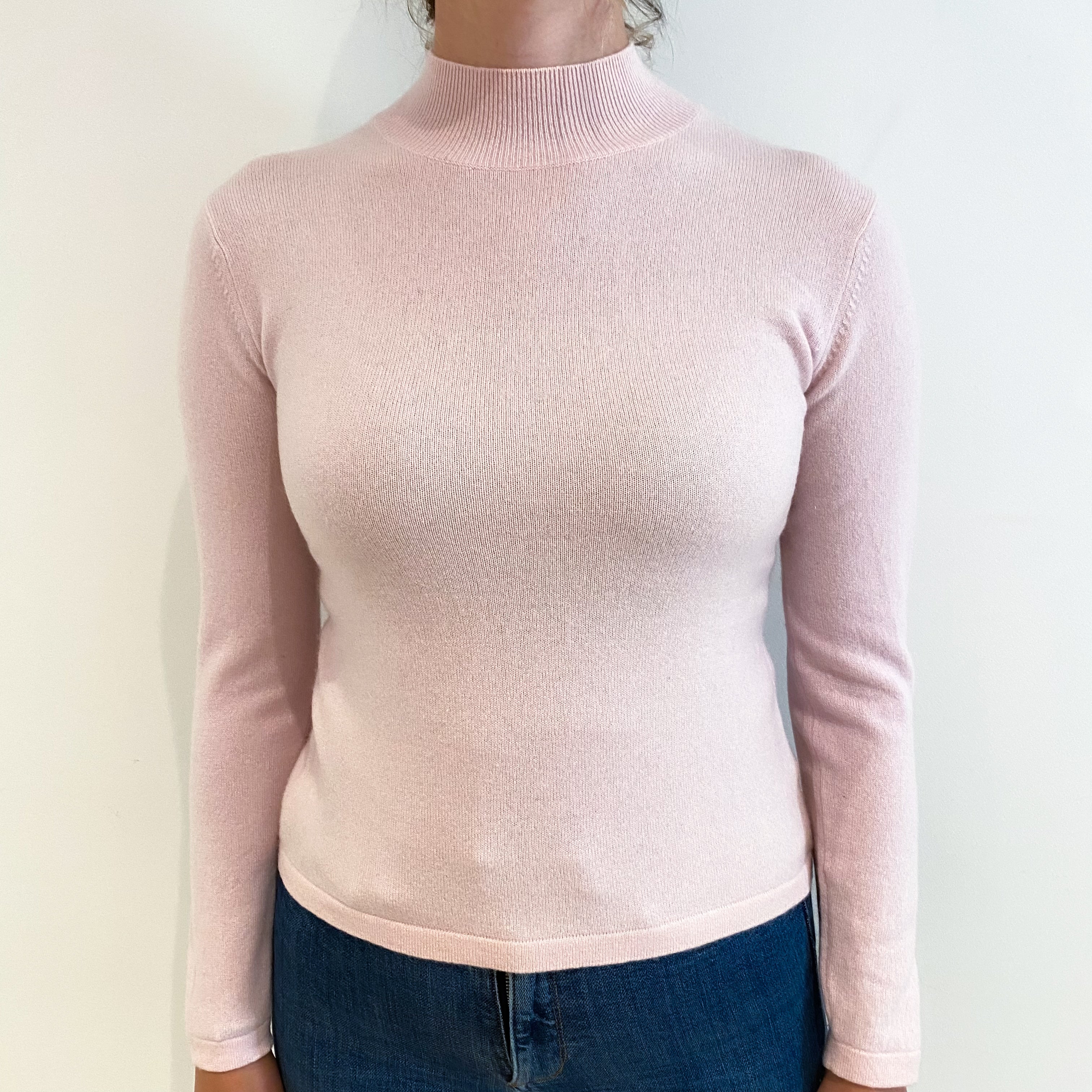 Ice Pink Cashmere Turtle Neck Jumper Small