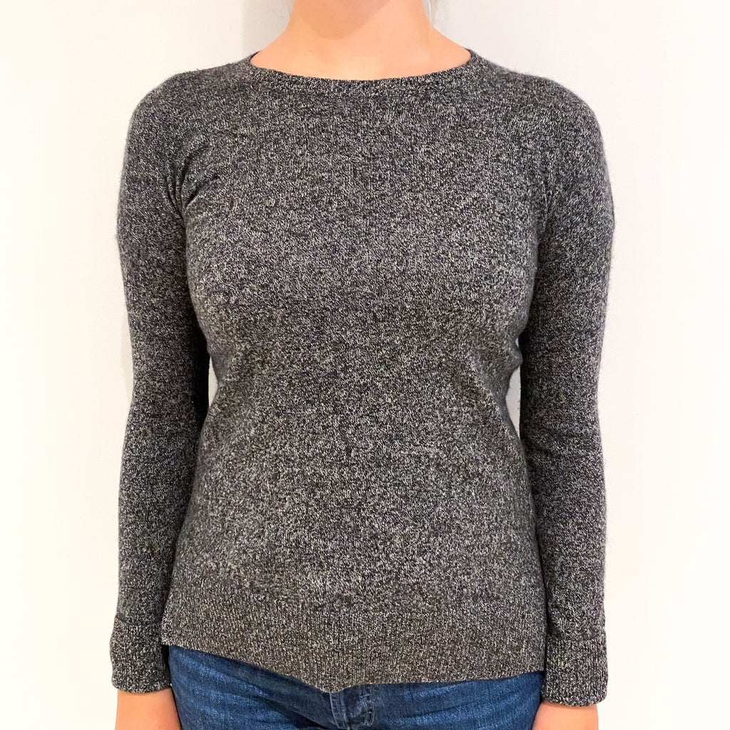 Charcoal Grey Marl Cashmere Crew Neck Jumper Small