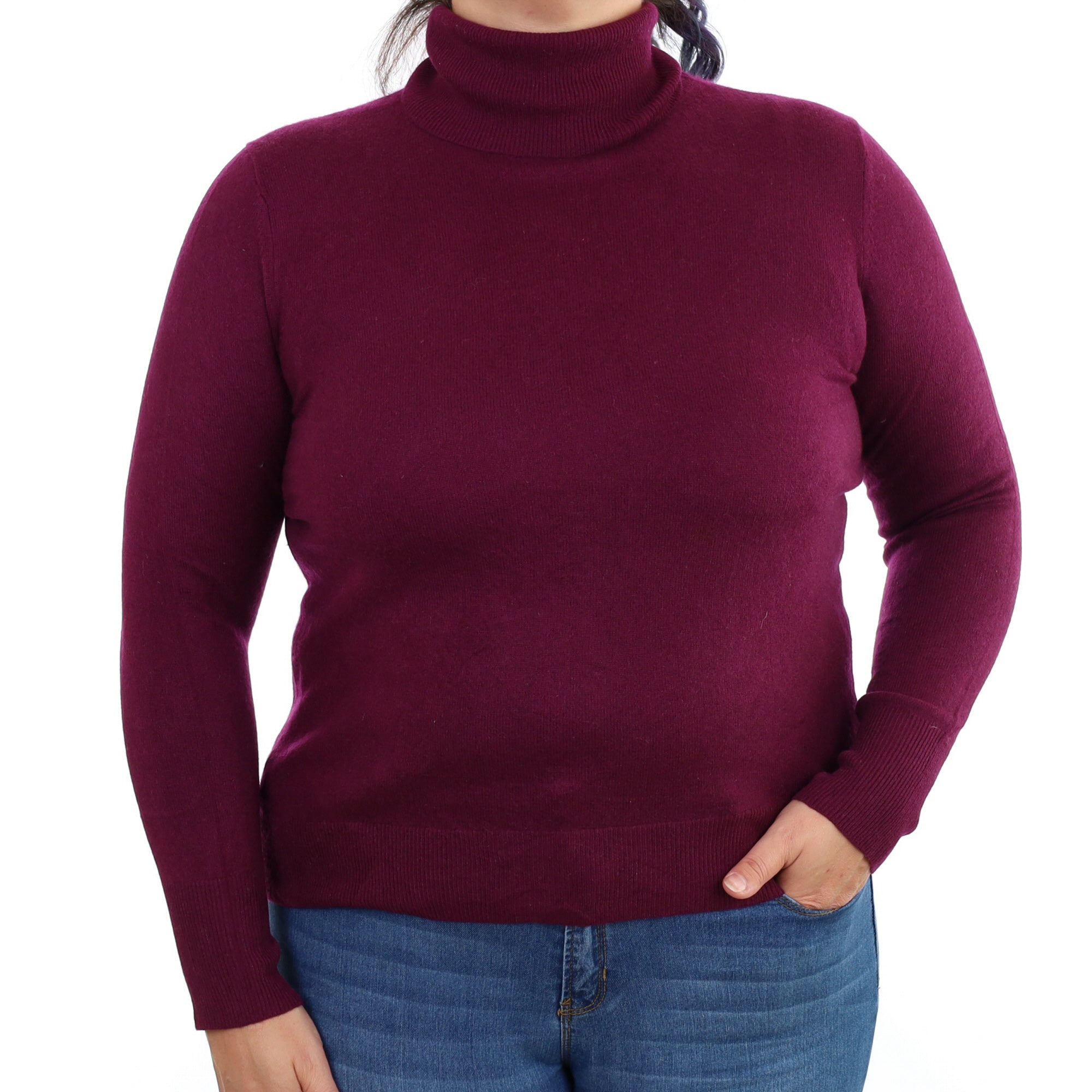 Mulberry Purple Cashmere Polo Neck Jumper Large