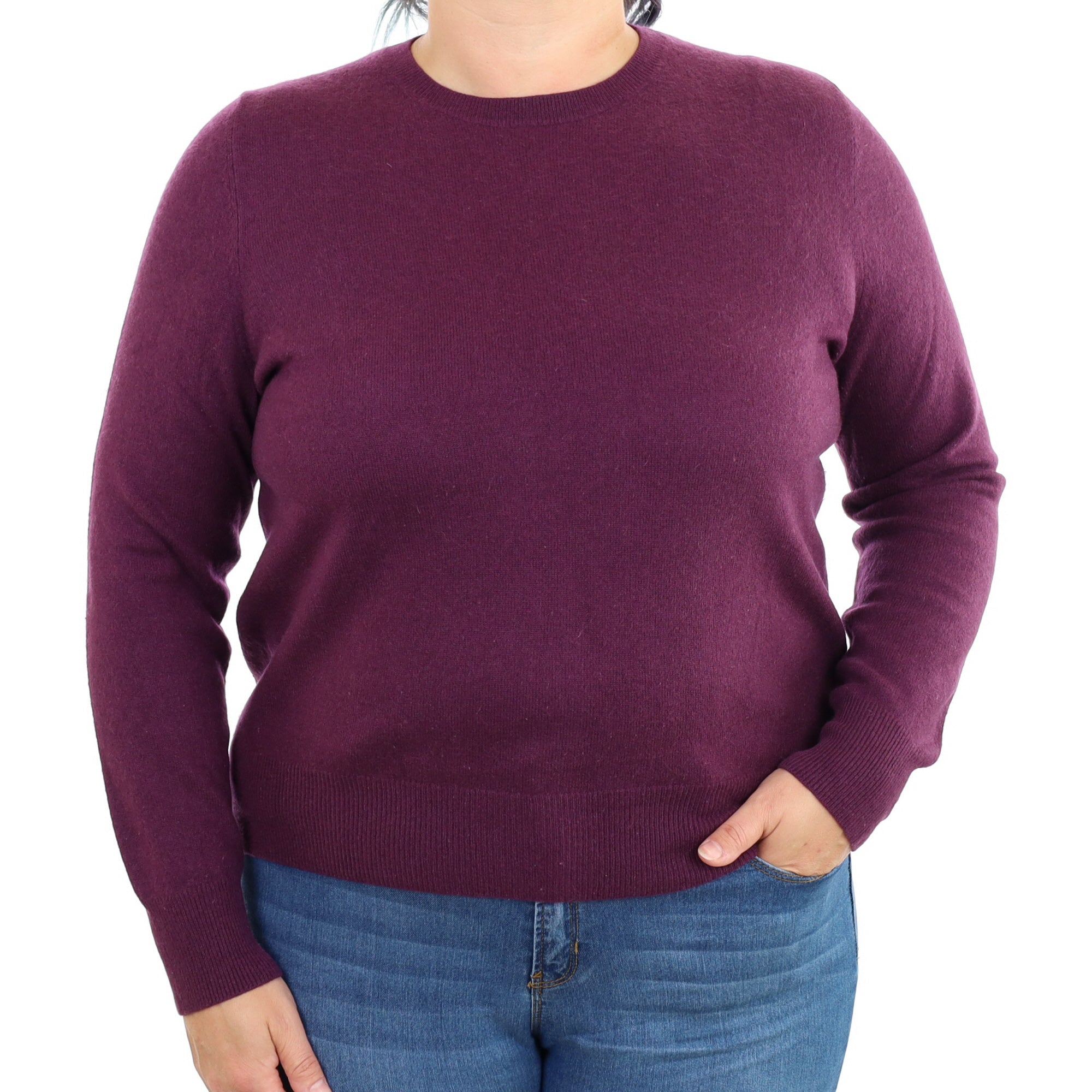 Plum Purple Cashmere Crew Neck Jumper Large