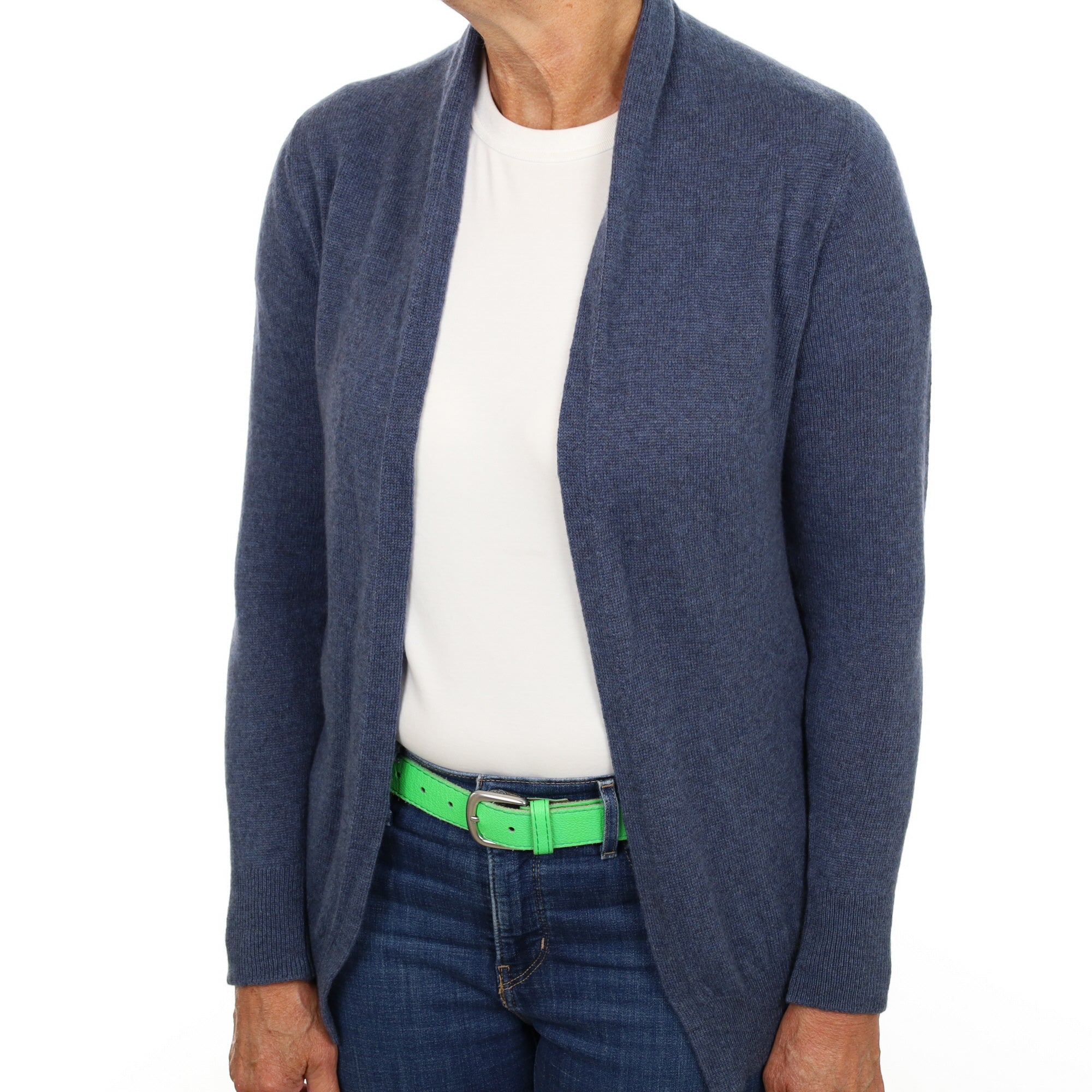 Brand New Scottish Naval Blue Cashmere Edge To Edge Cardigan Medium