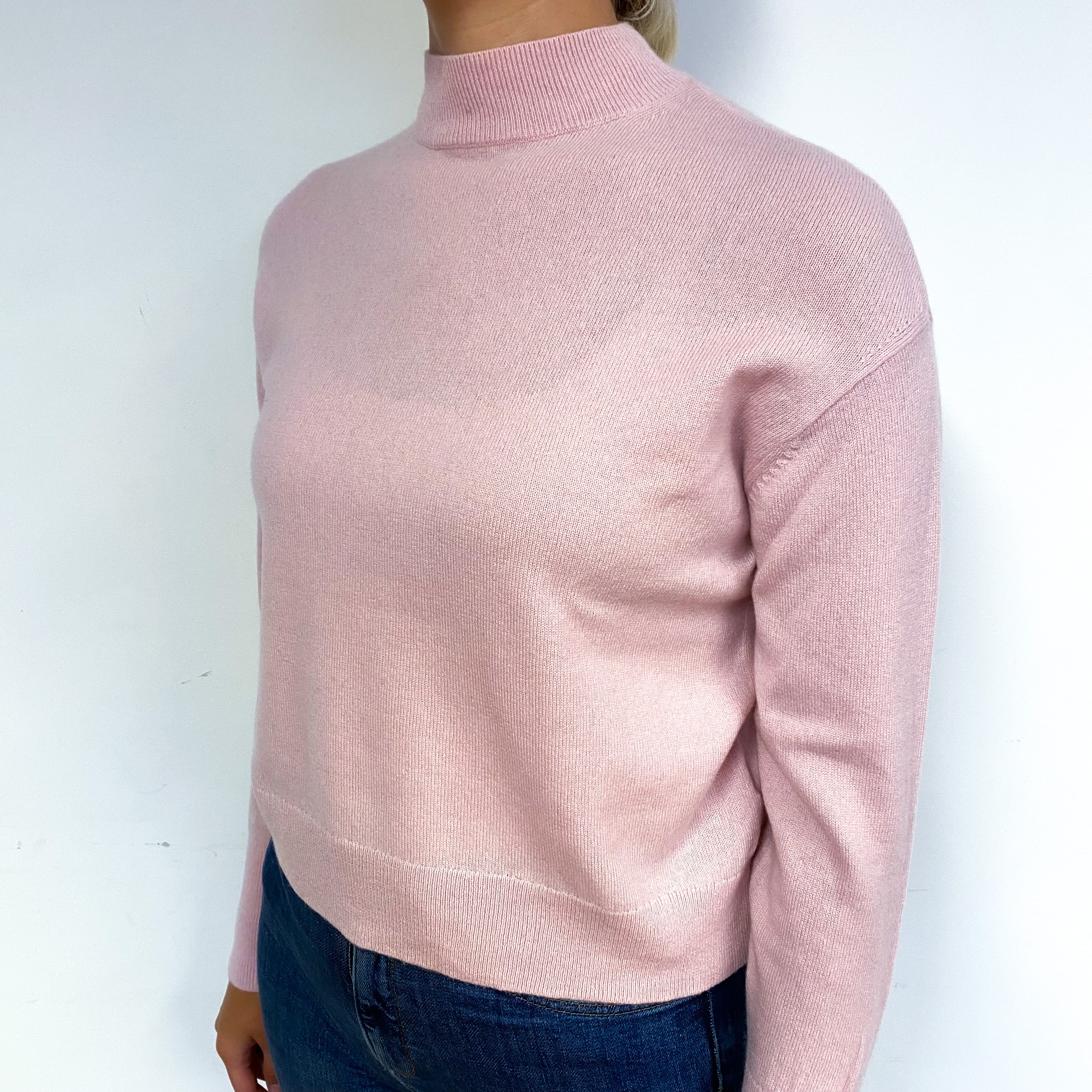 Shell Pink Cashmere Turtle Neck Jumper Small