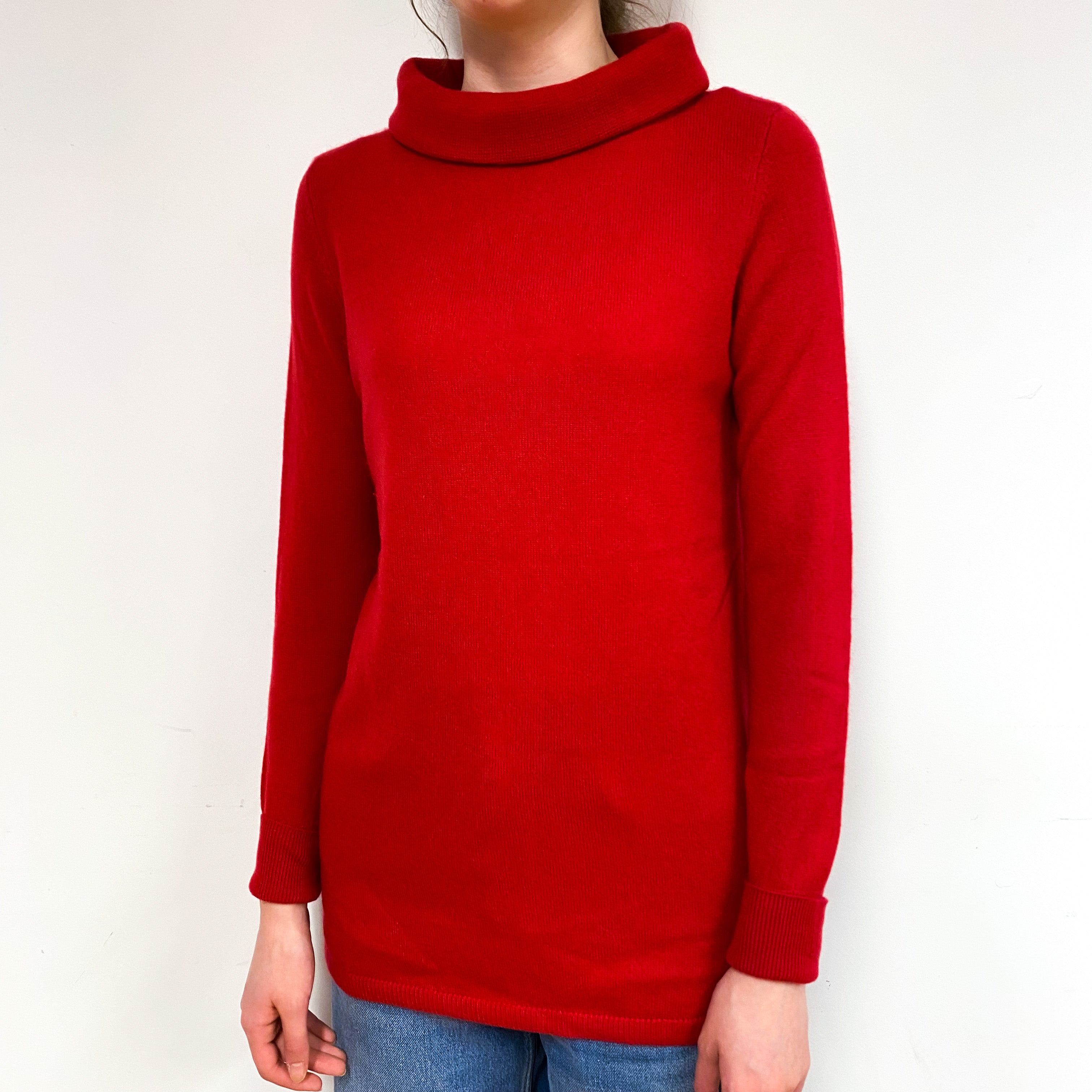 Berry Red Cashmere Funnel Neck Jumper Extra Small