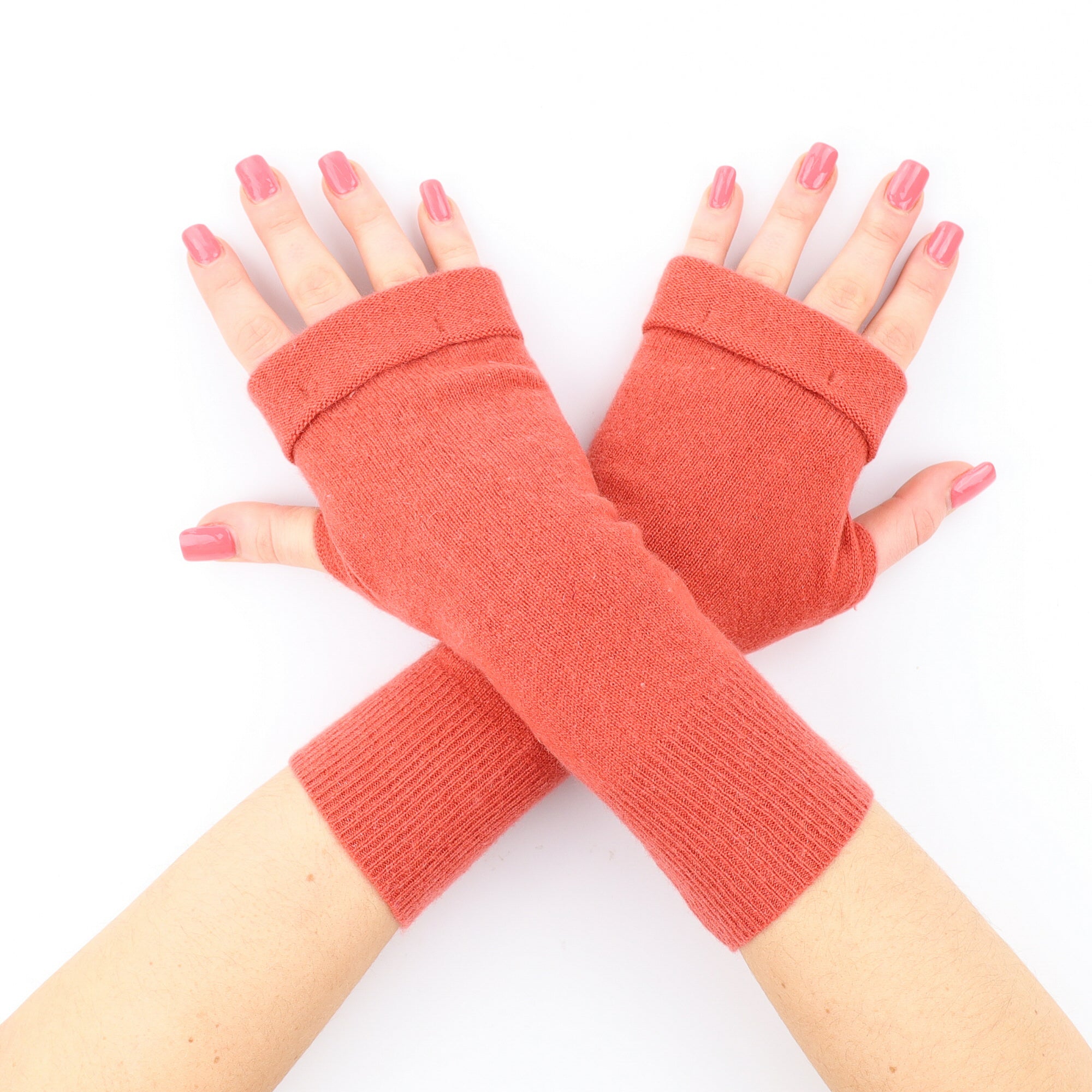 Terracotta Orange Fingerless Gloves