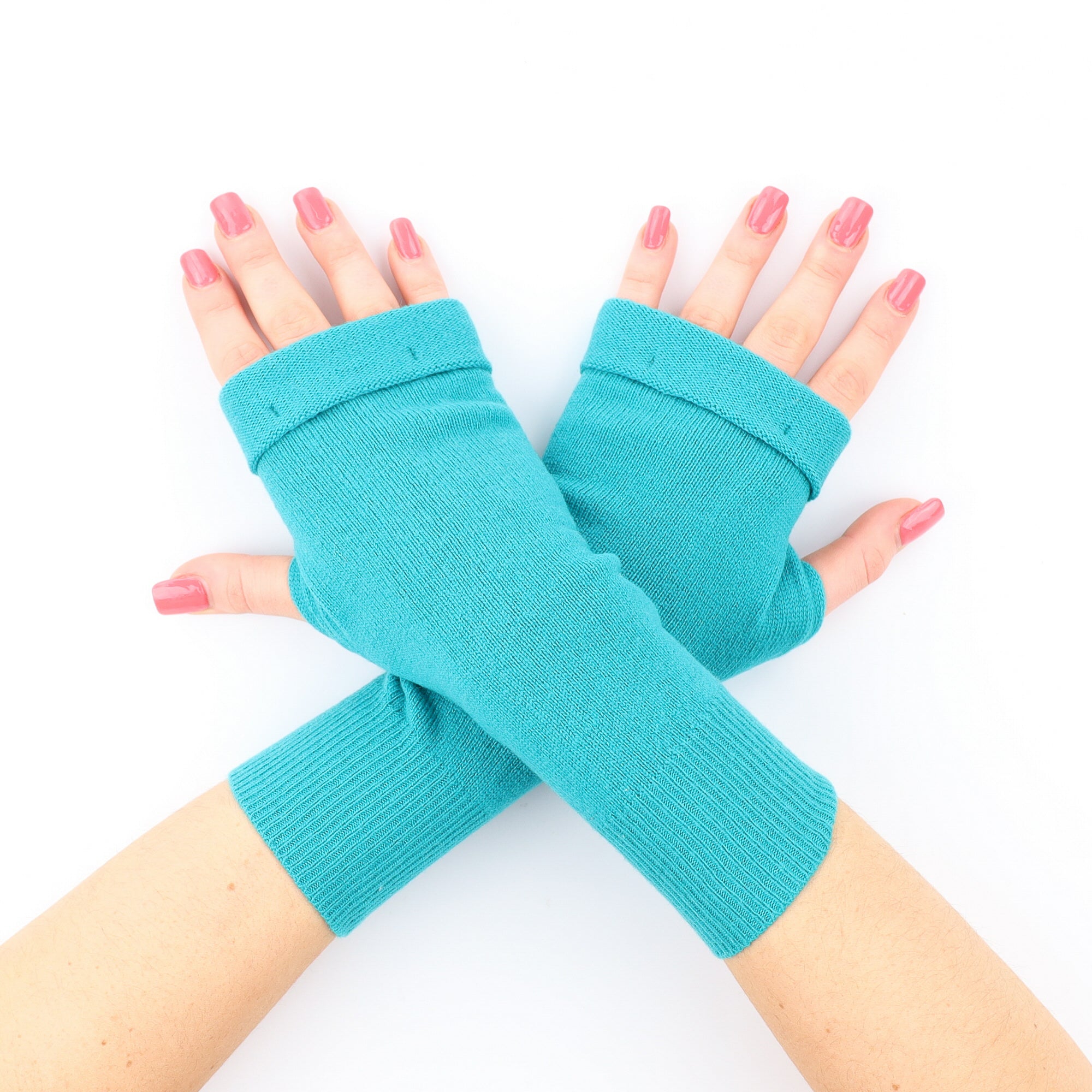 Bright Turquoise Fingerless Glove