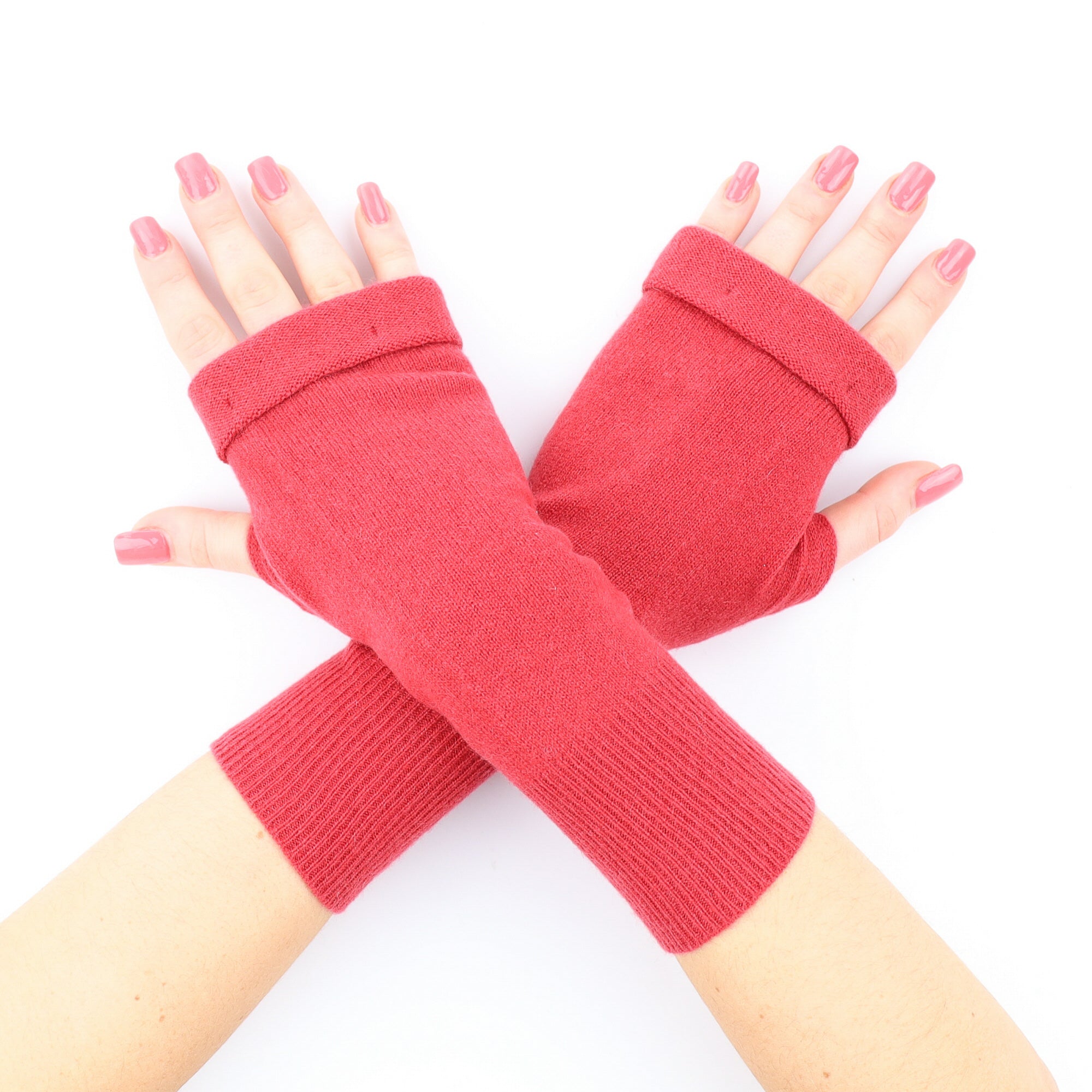 Raspberry Red Fingerless Gloves