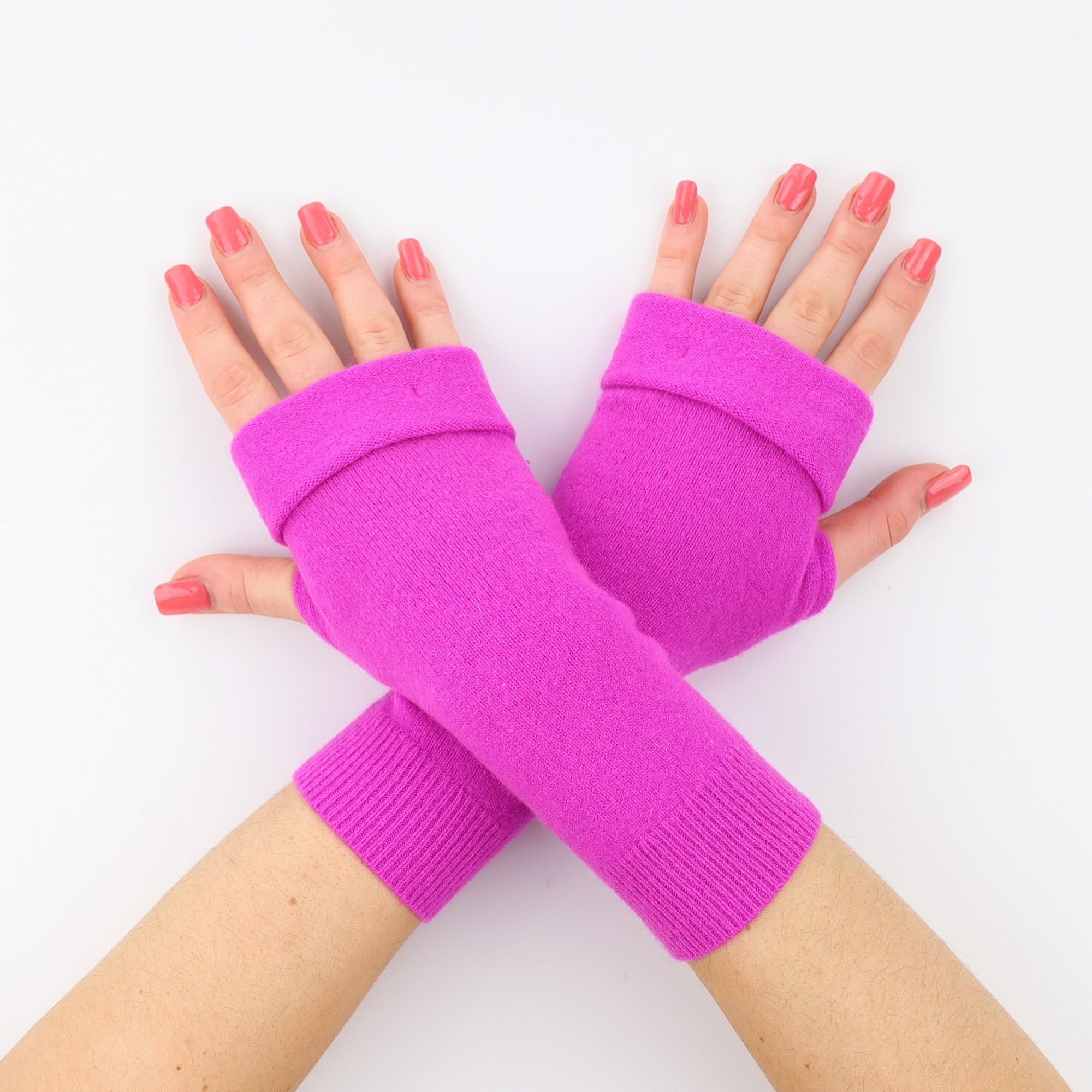 Bright Magenta Purple Fingerless Gloves