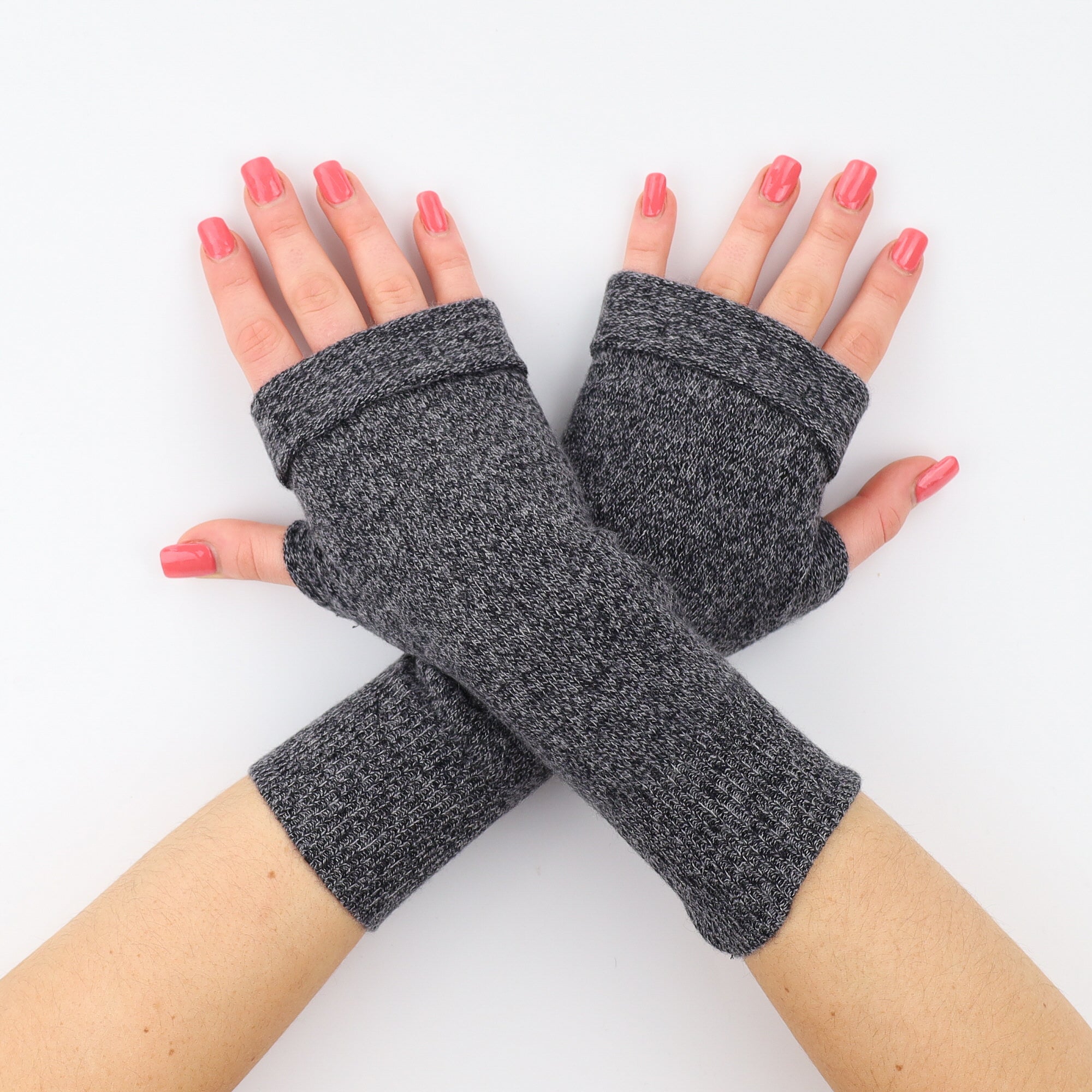 Ink Black Marl Fingerless Gloves