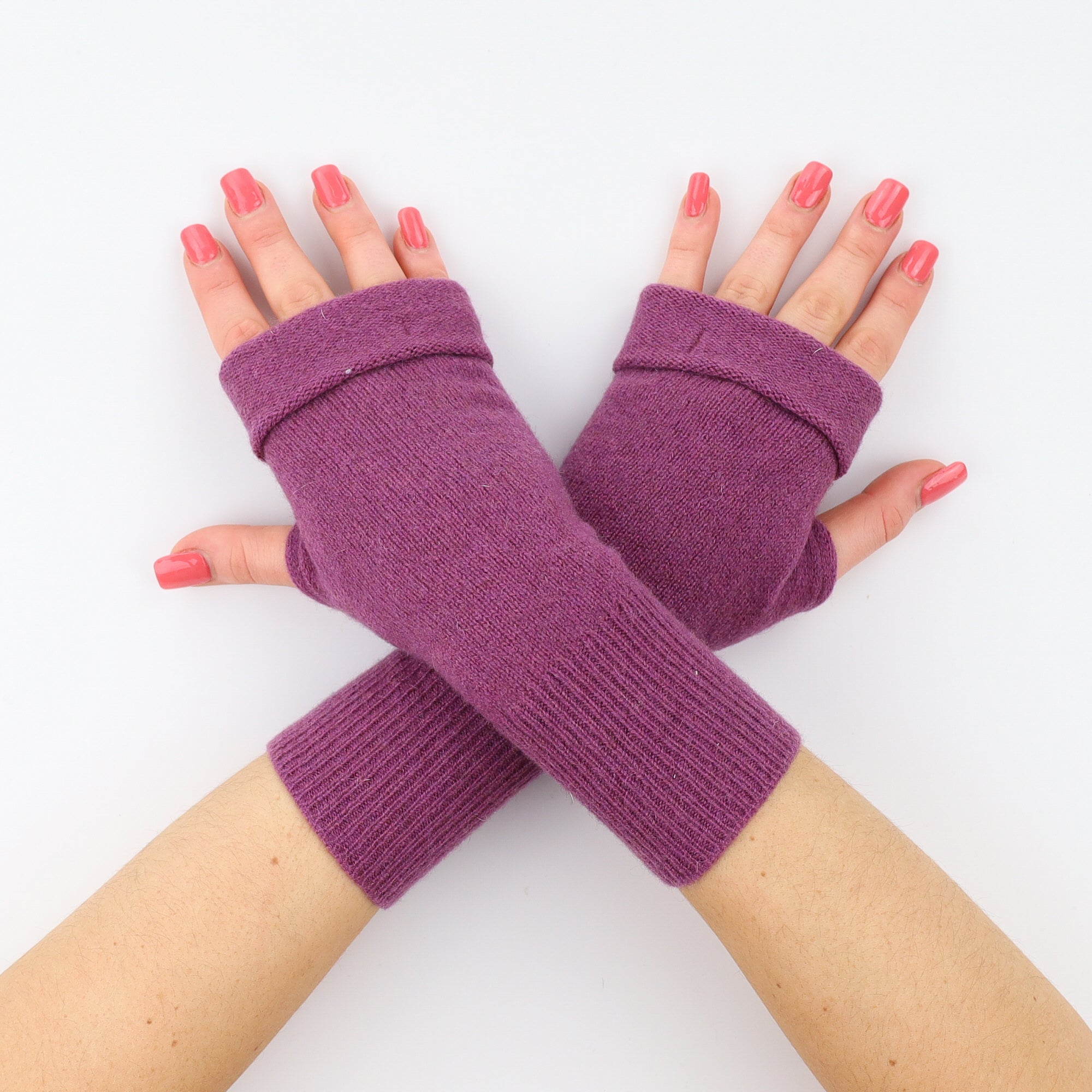 Tyrian Purple Fingerless Gloves