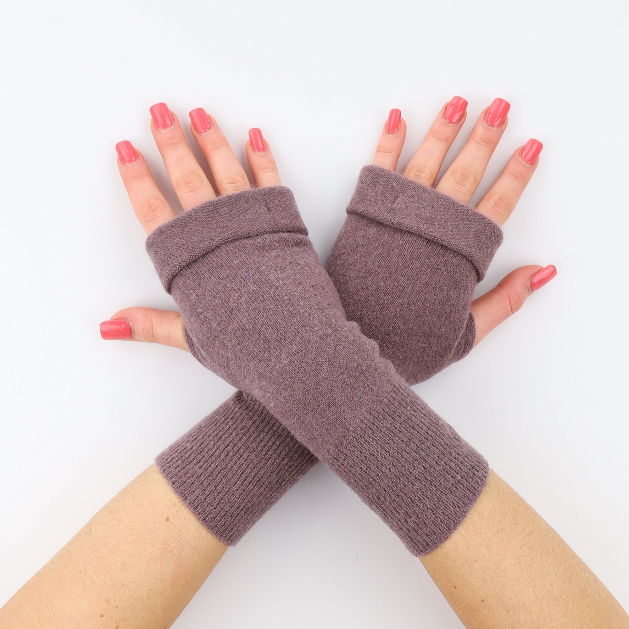 Puce Purple Fingerless Gloves