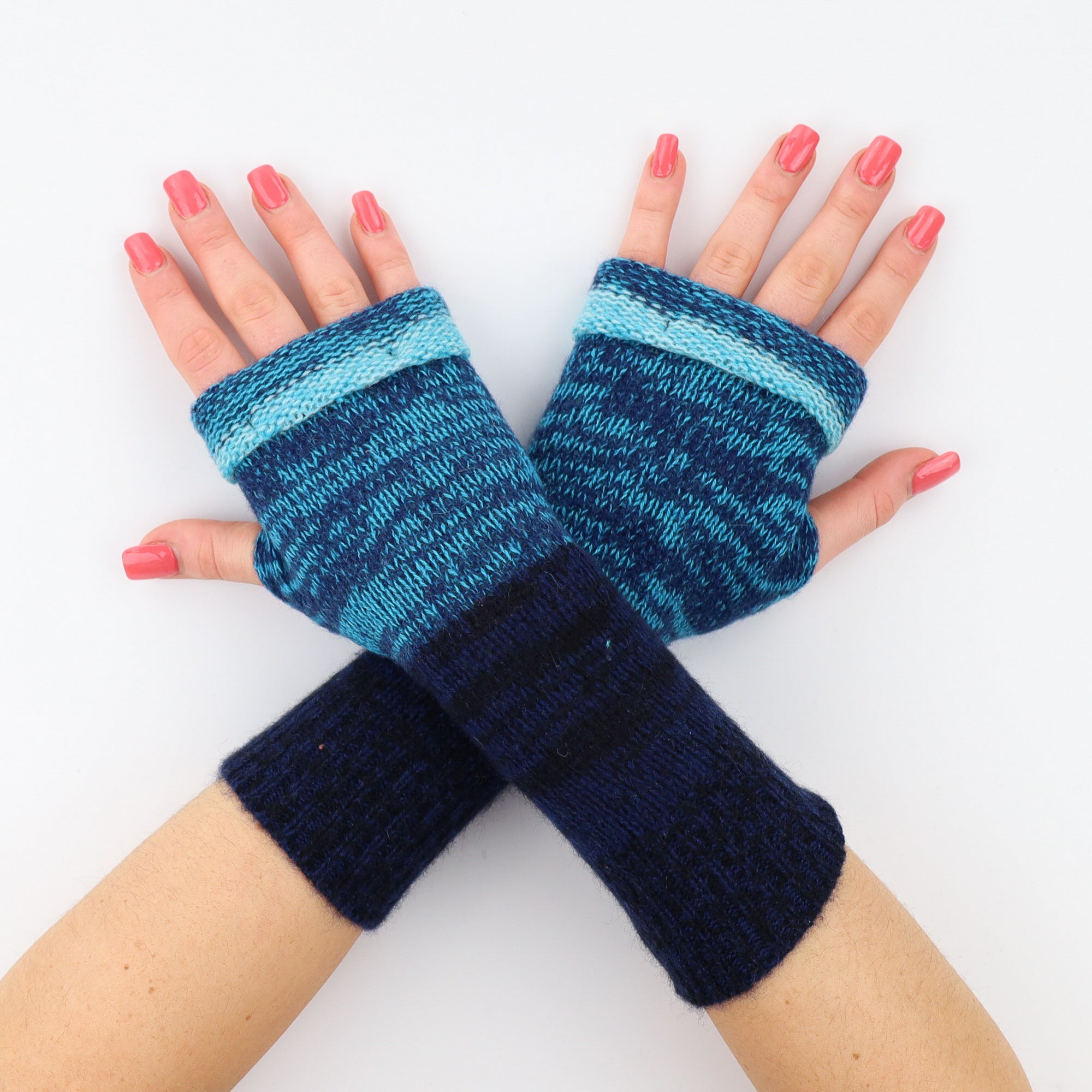 Ocean Blue Fingerless Gloves