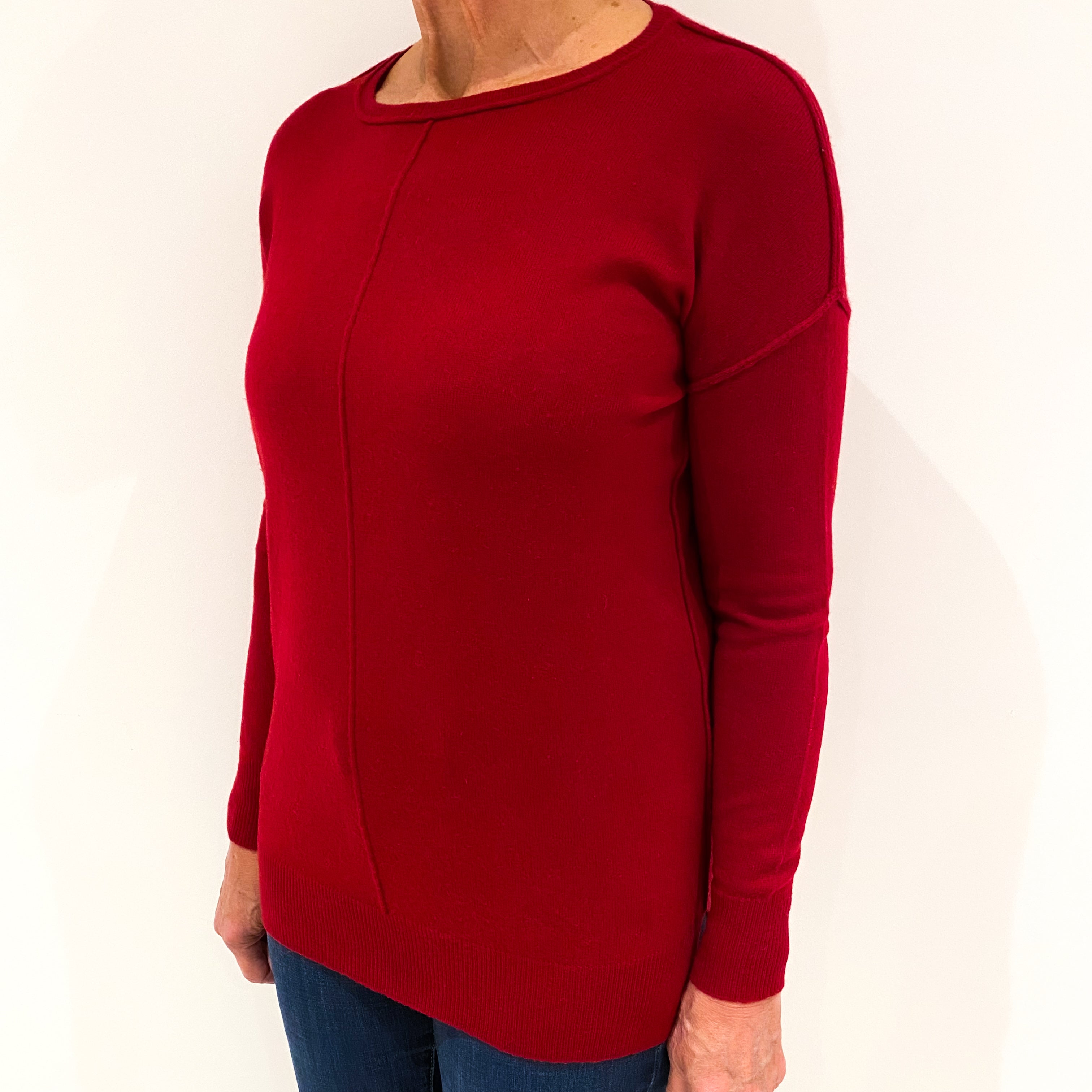 Ruby Red Cashmere Crew Neck Jumper Medium