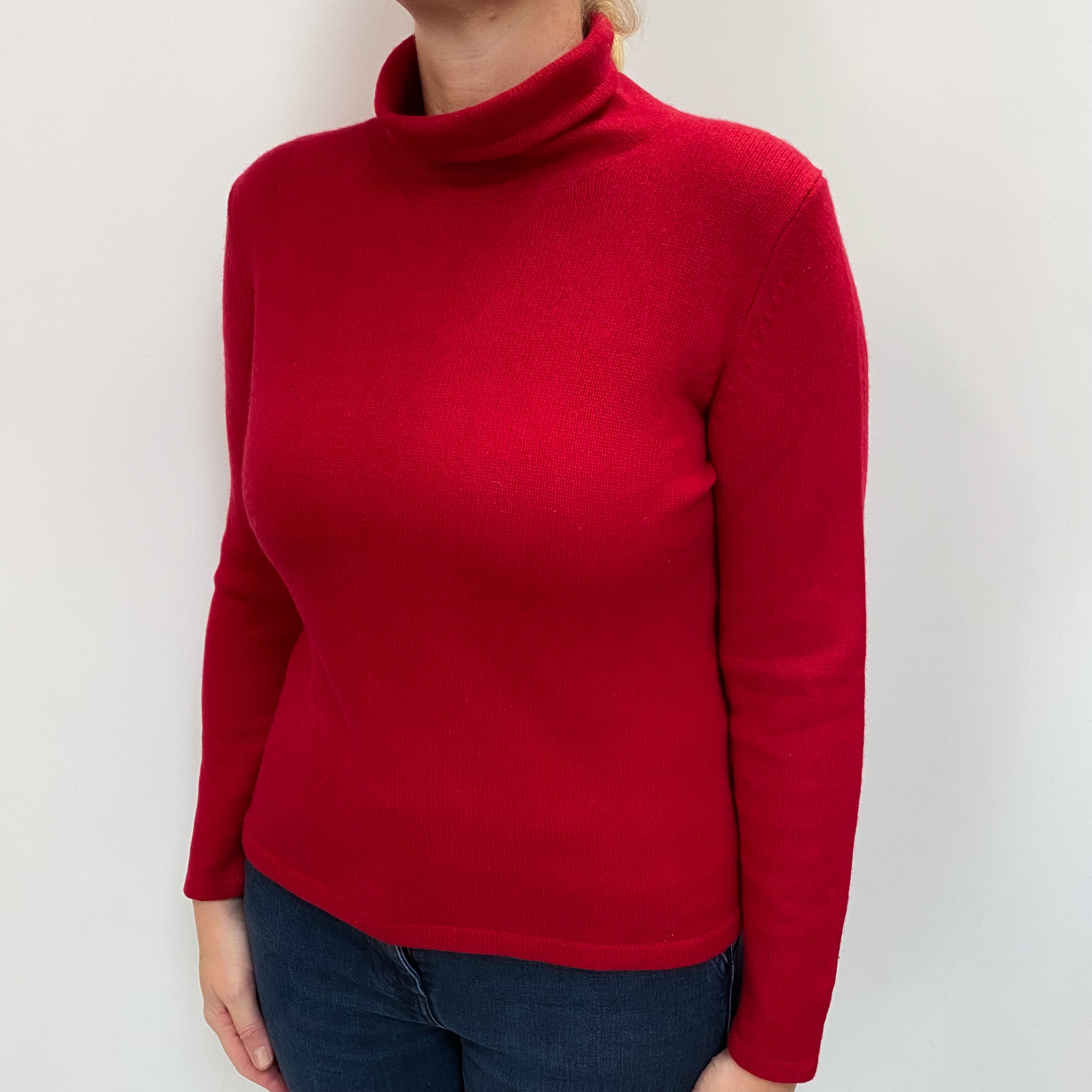 Post Box Red Cashmere Funnel Neck Jumper Large