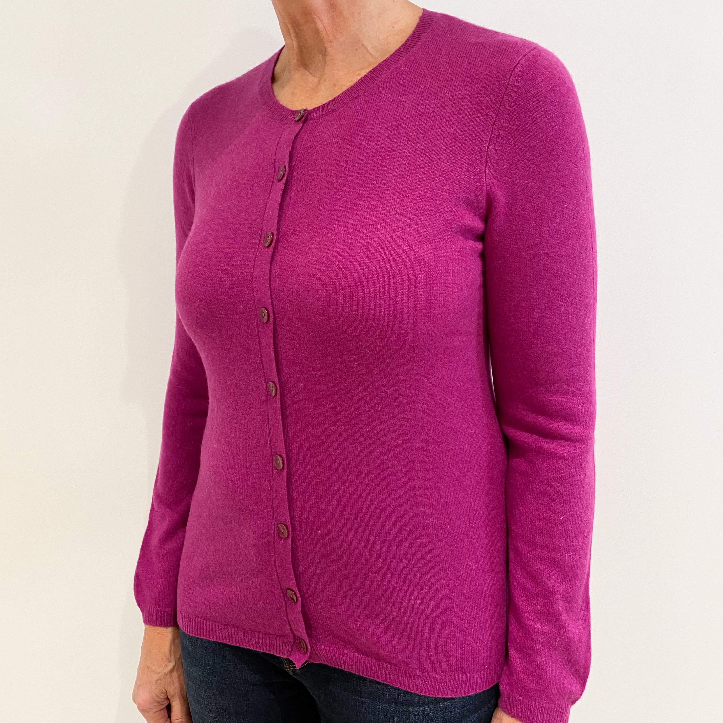 Magenta Purple Cashmere Cardigan Medium