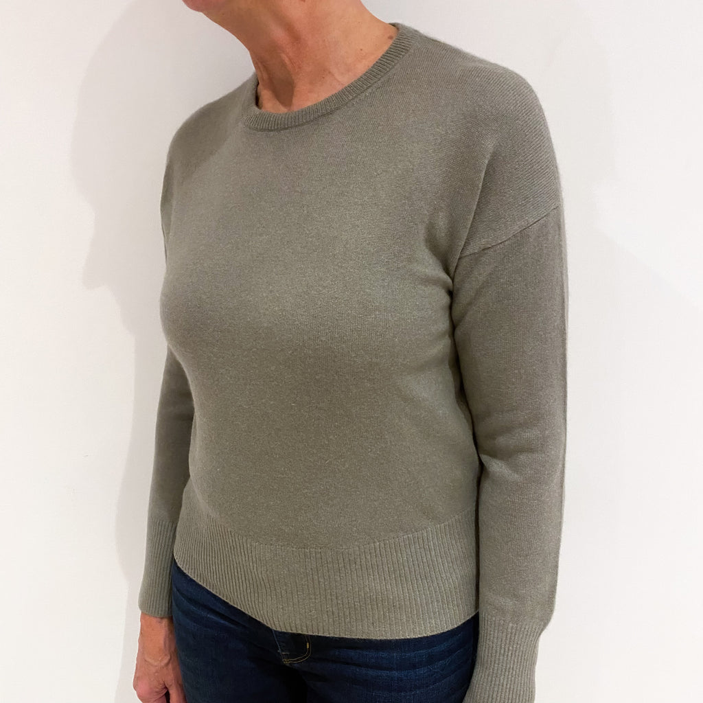 Sage Green Cashmere Crew Neck Jumper Medium