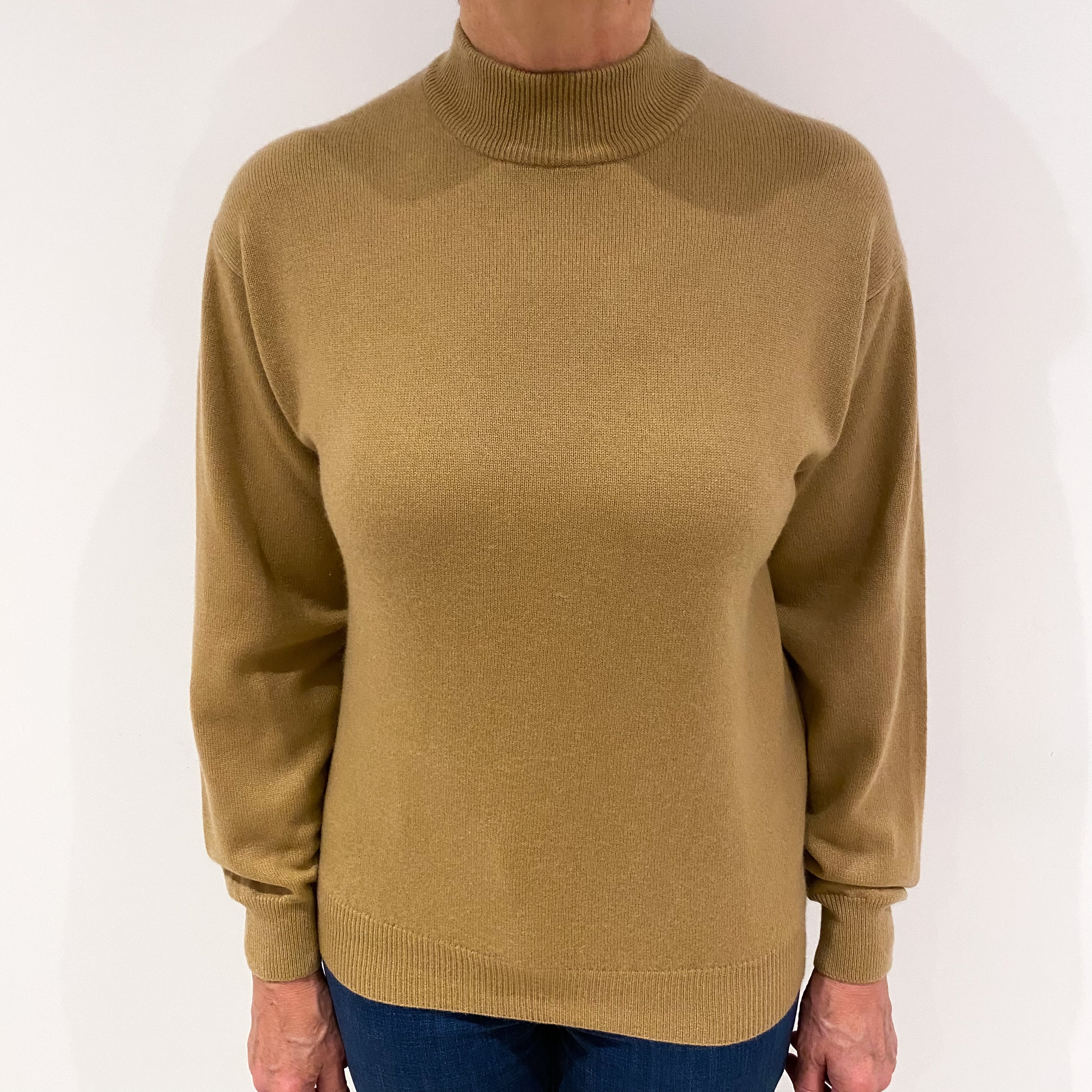 Caramel Brown Cashmere Turtle Neck Jumper Medium