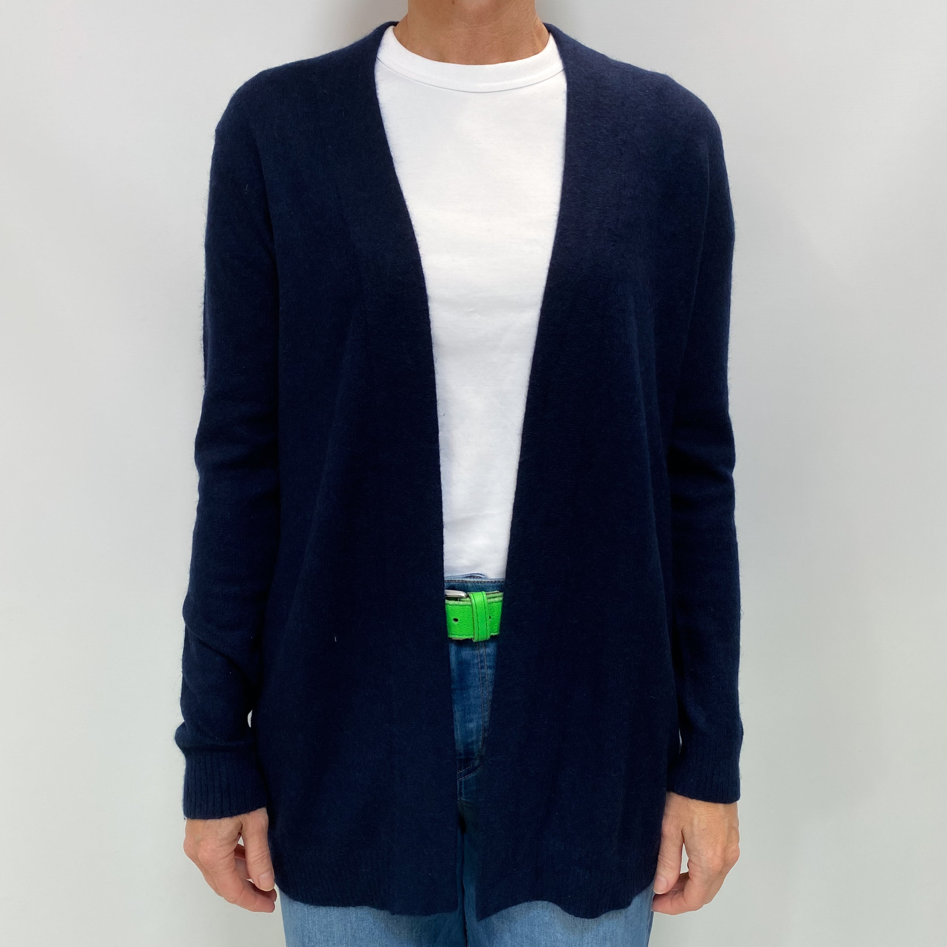Navy Blue Cashmere Edge to Edge Cardigan Small