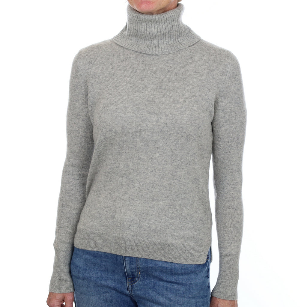 Smoke Grey Cashmere Polo Neck Jumper Small