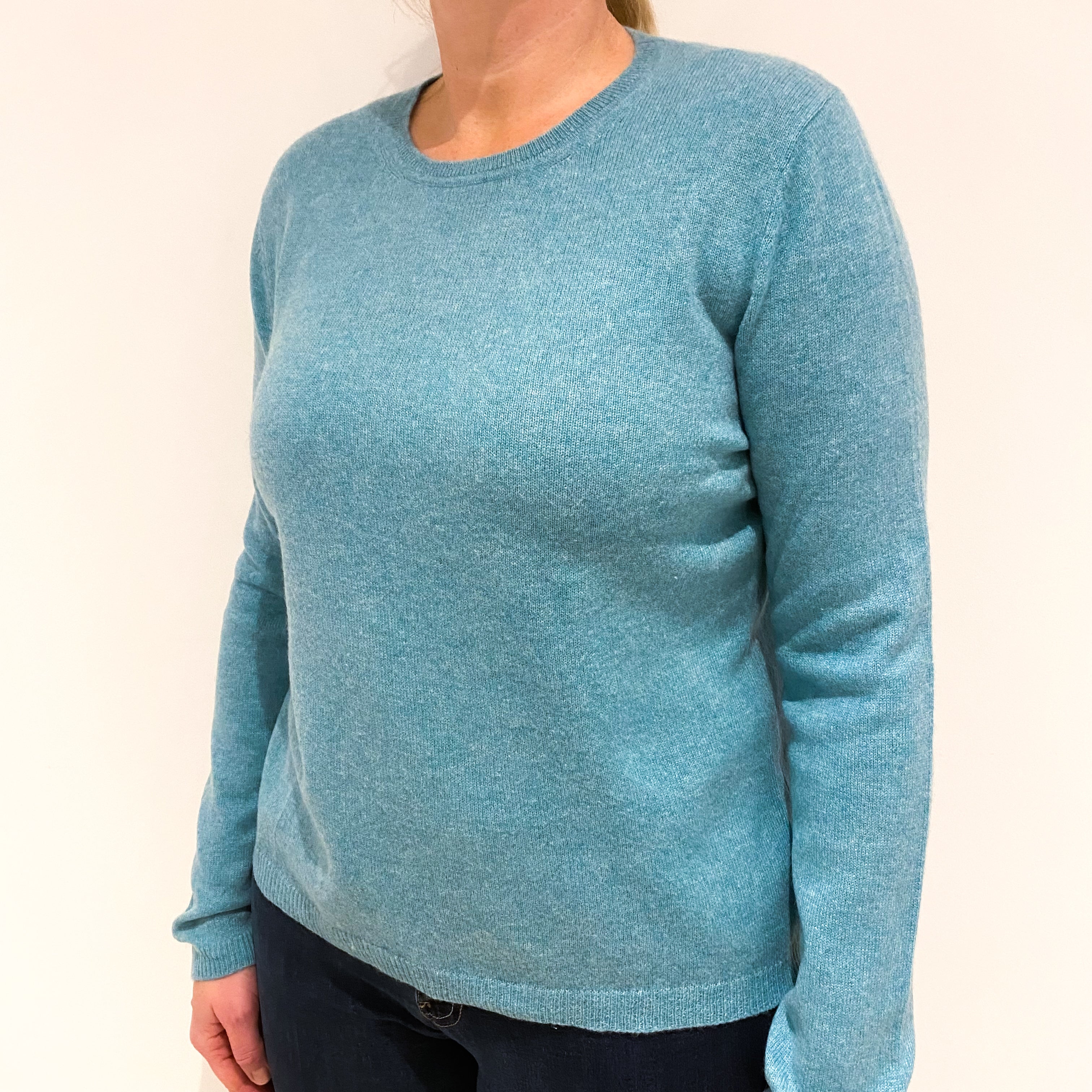 Sea Foam Green Cashmere Crew Neck Jumper Large