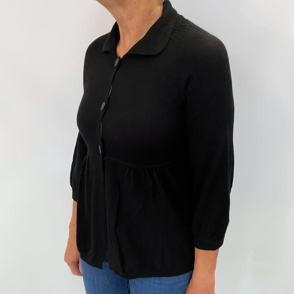 Black Cashmere Collared Cardigan Medium