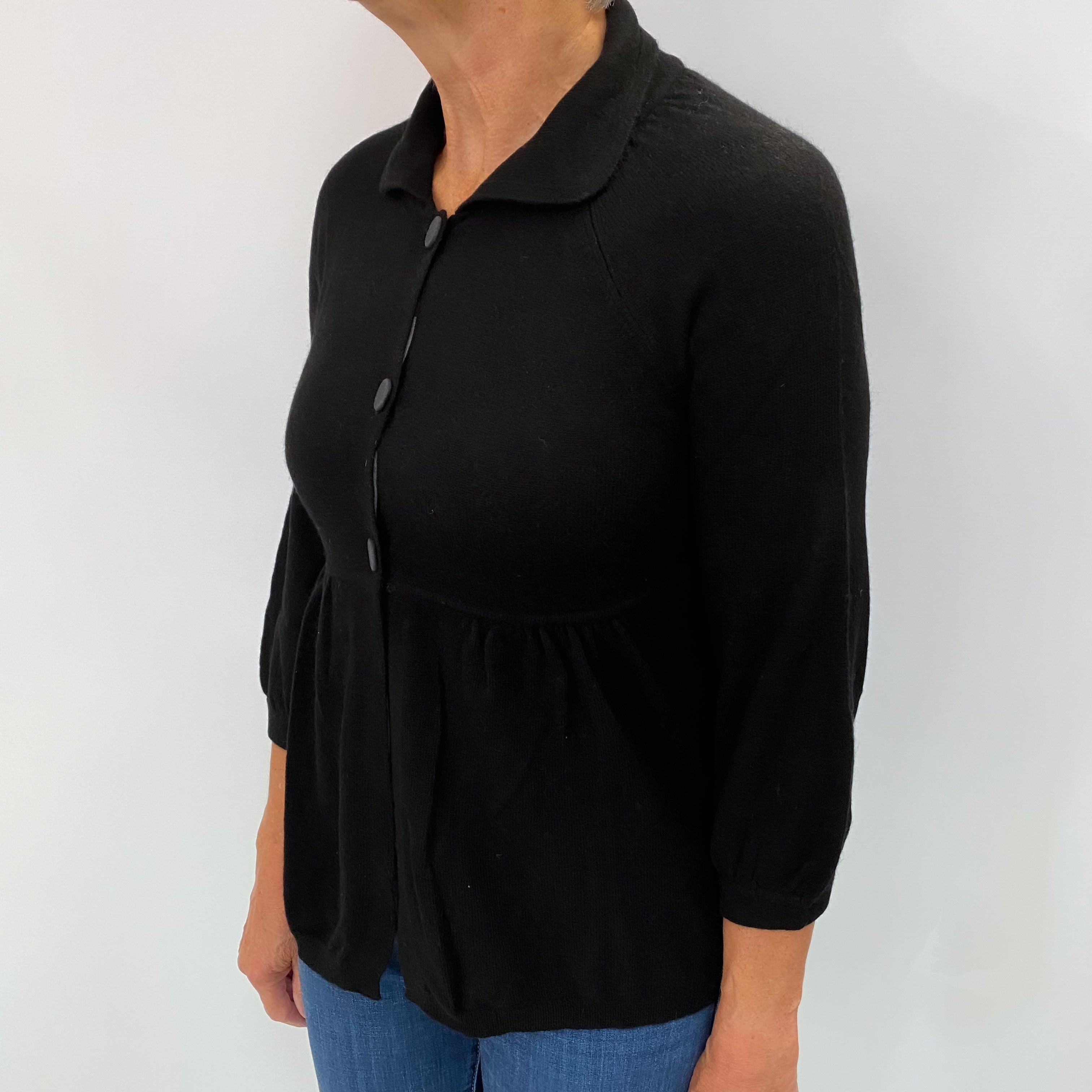 Black Cashmere Collared Cardigan Medium