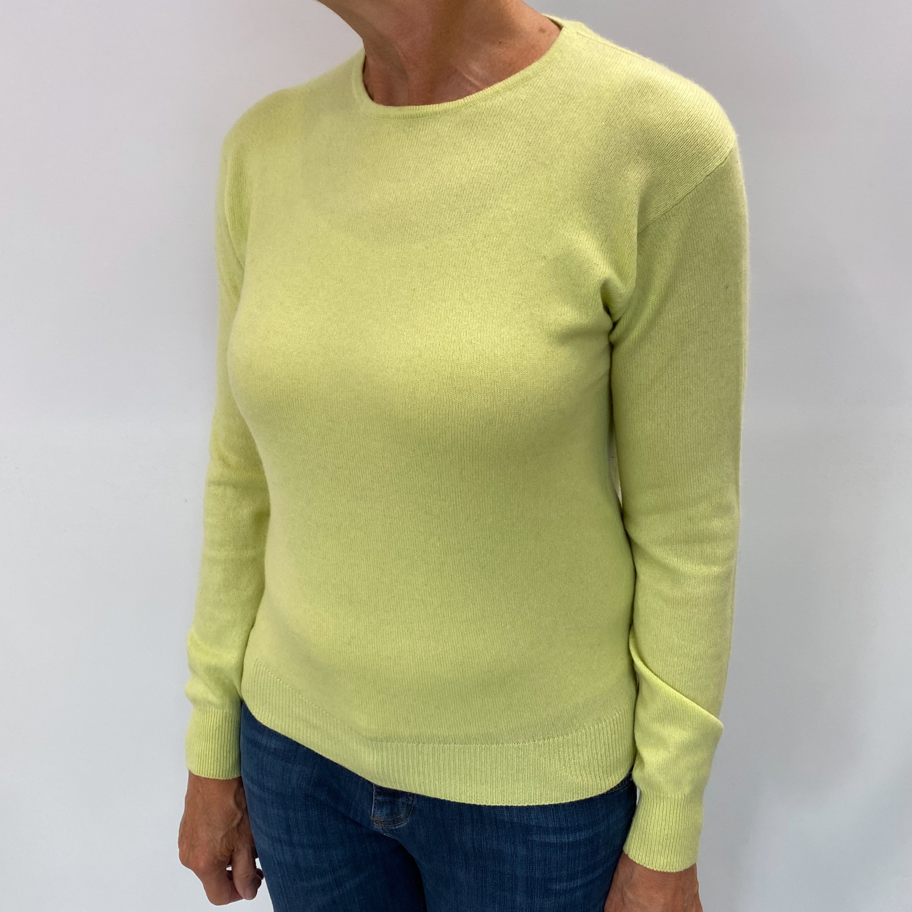 Pistachio Green Cashmere Crew Neck Jumper Medium